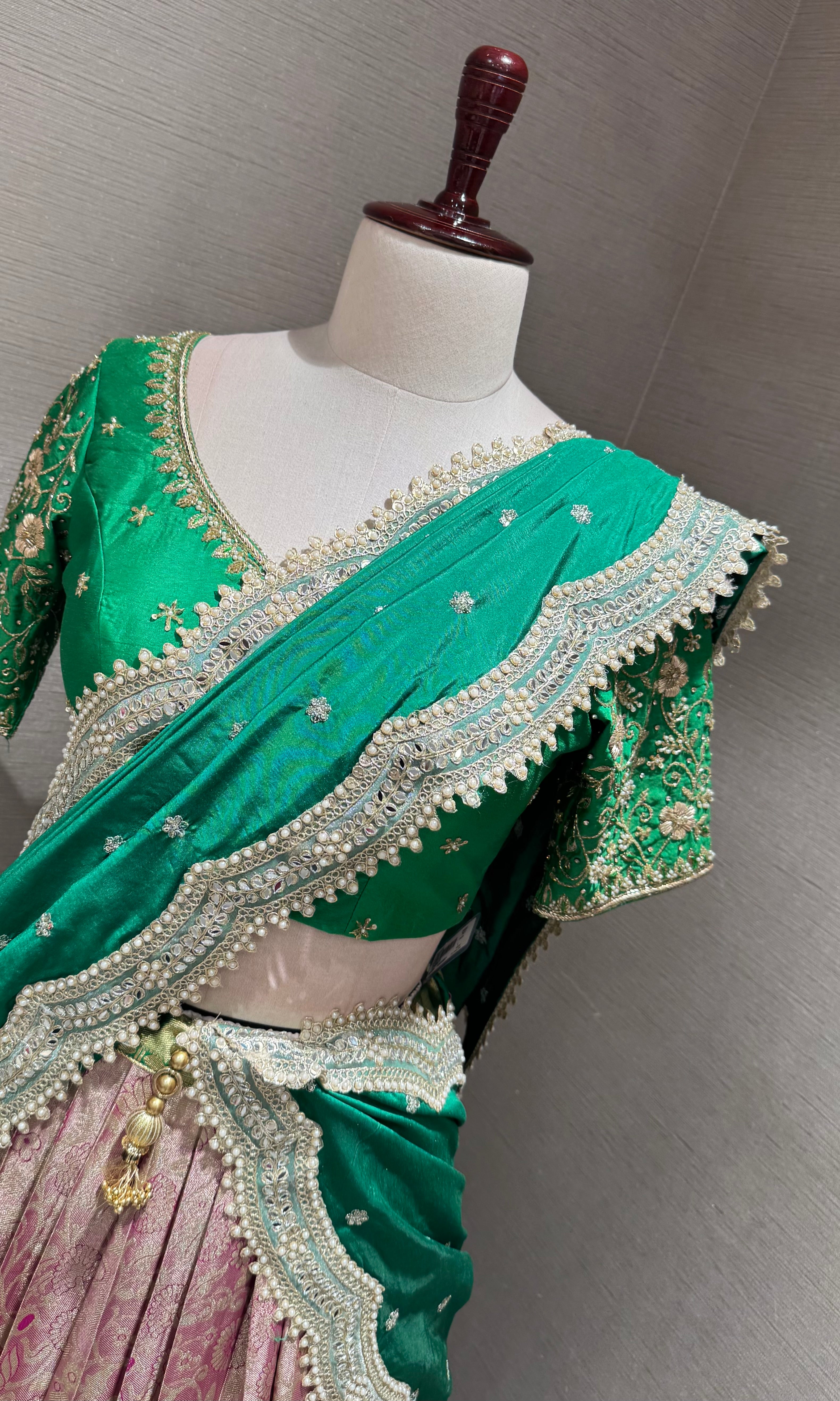 Green Kanchipuram Silk Lehenga Set