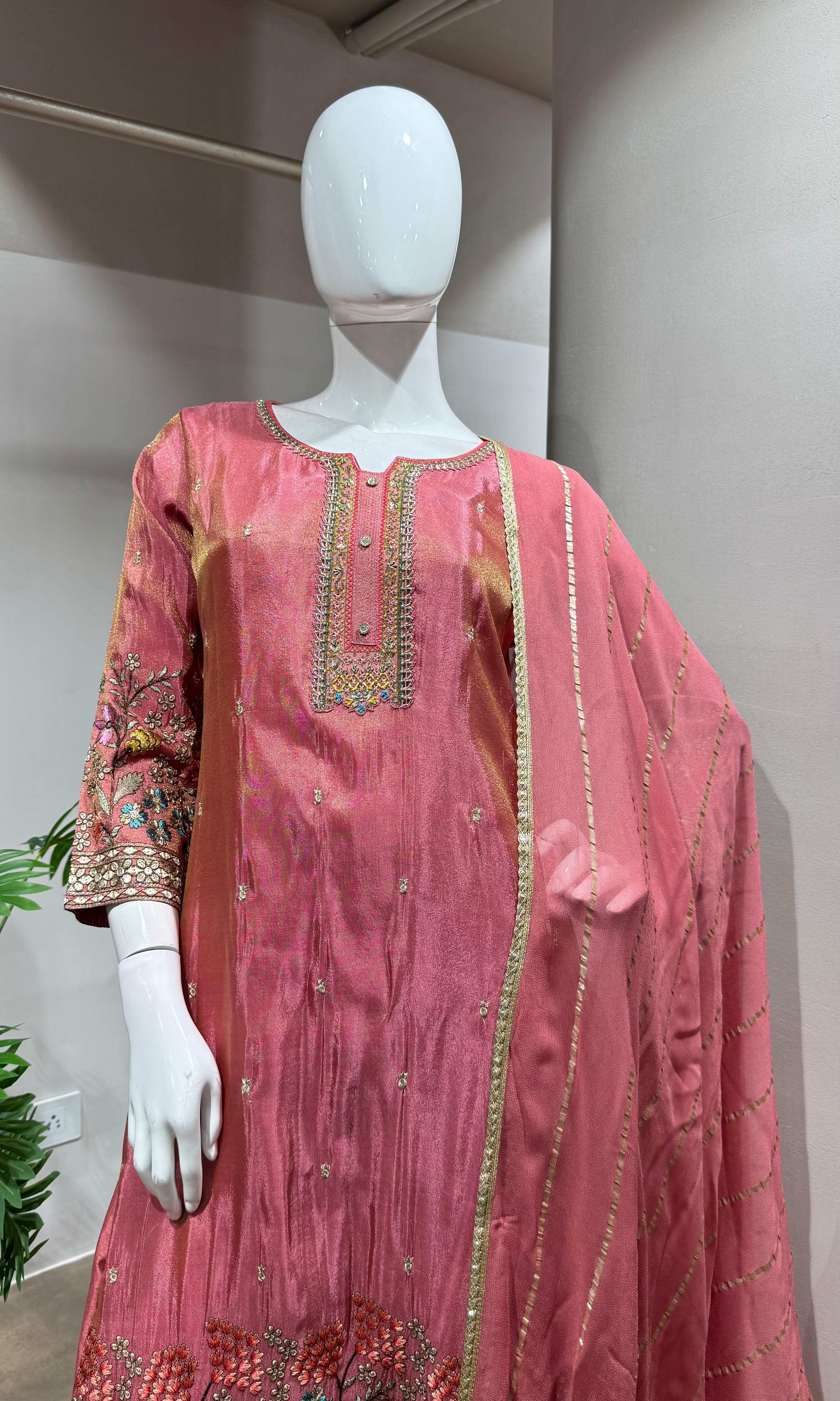 LIGHT Pink EMBROIDERED Printed Kurta Set