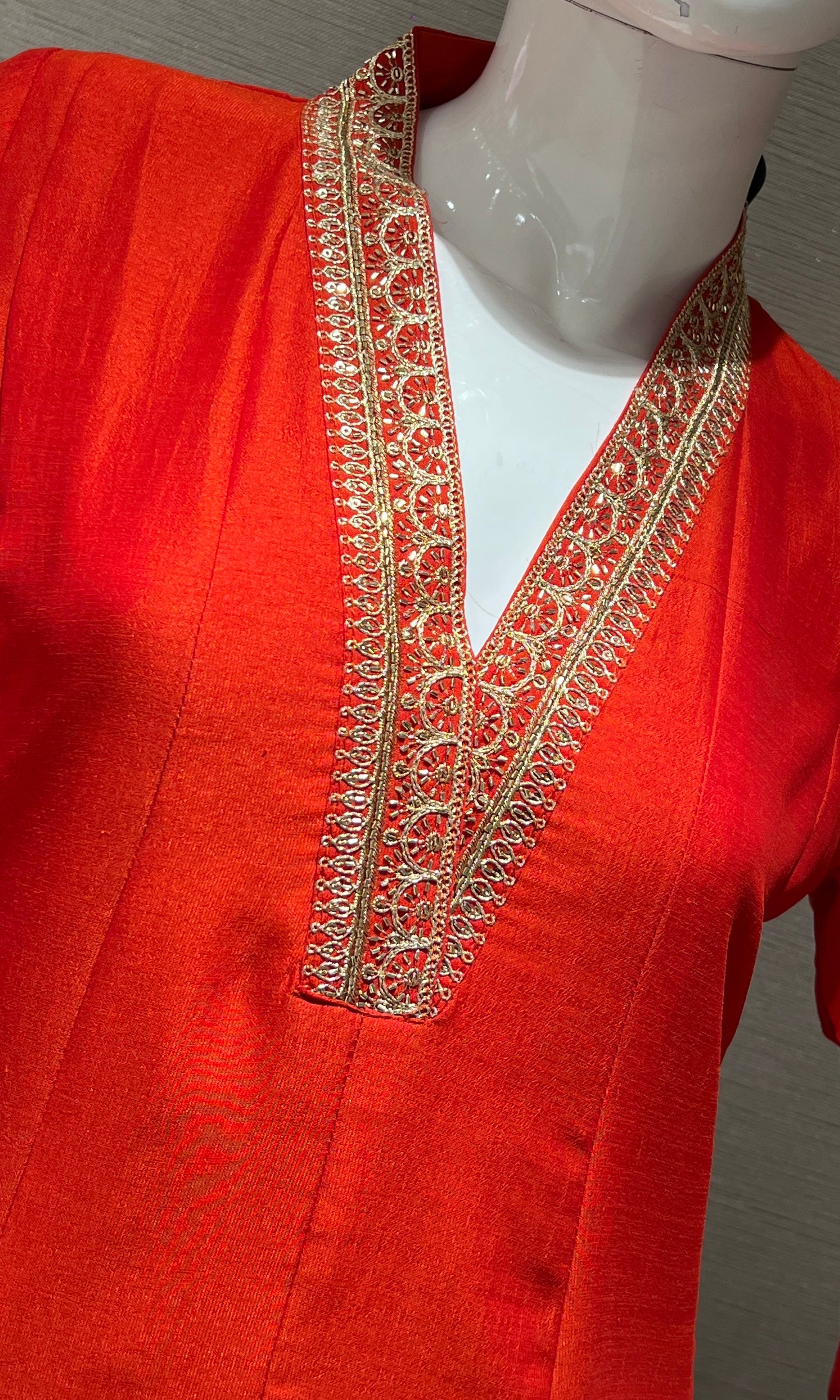 Orange Embroidered Kurta Set