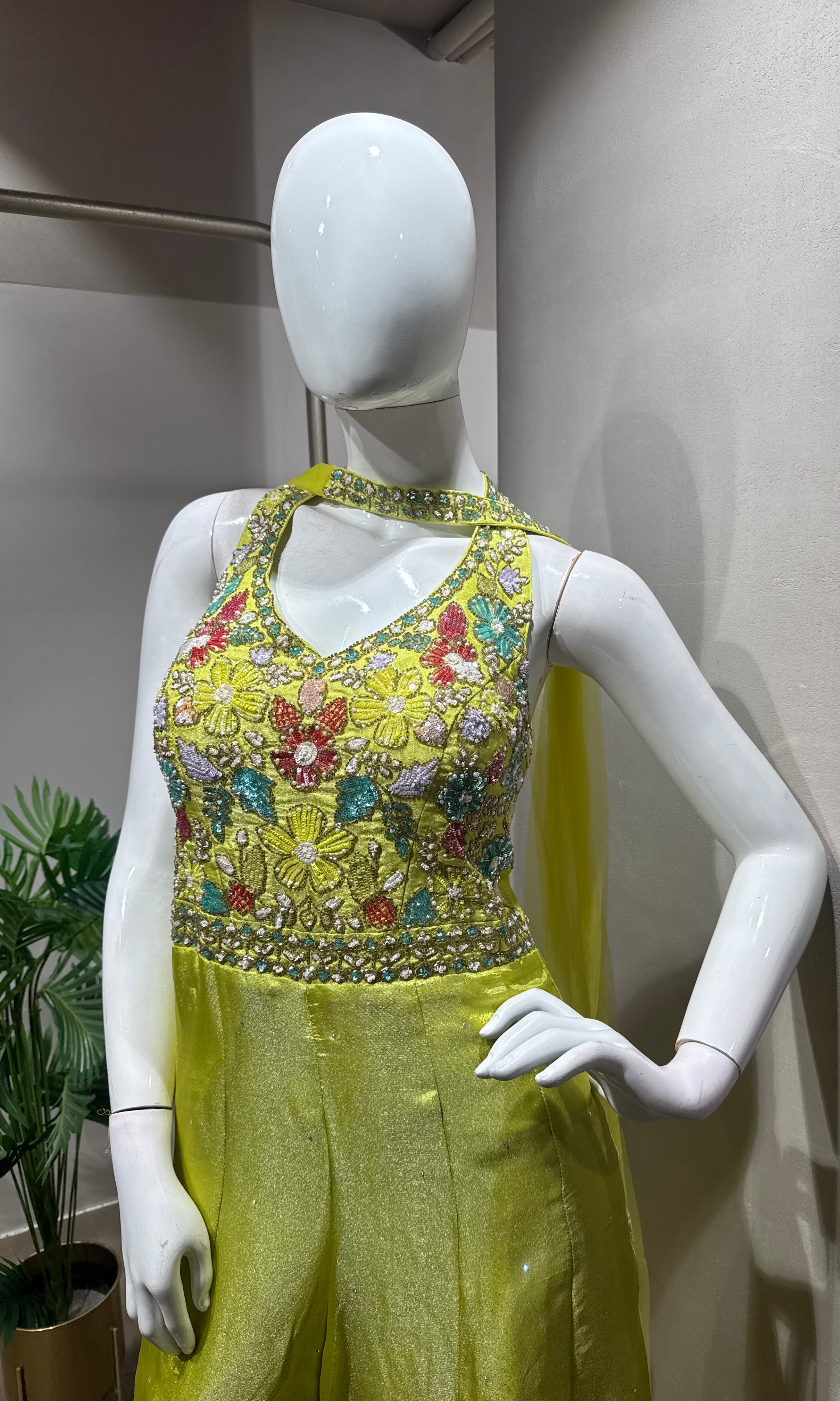 LIGHT GREEN Embroidered Jumpsuit