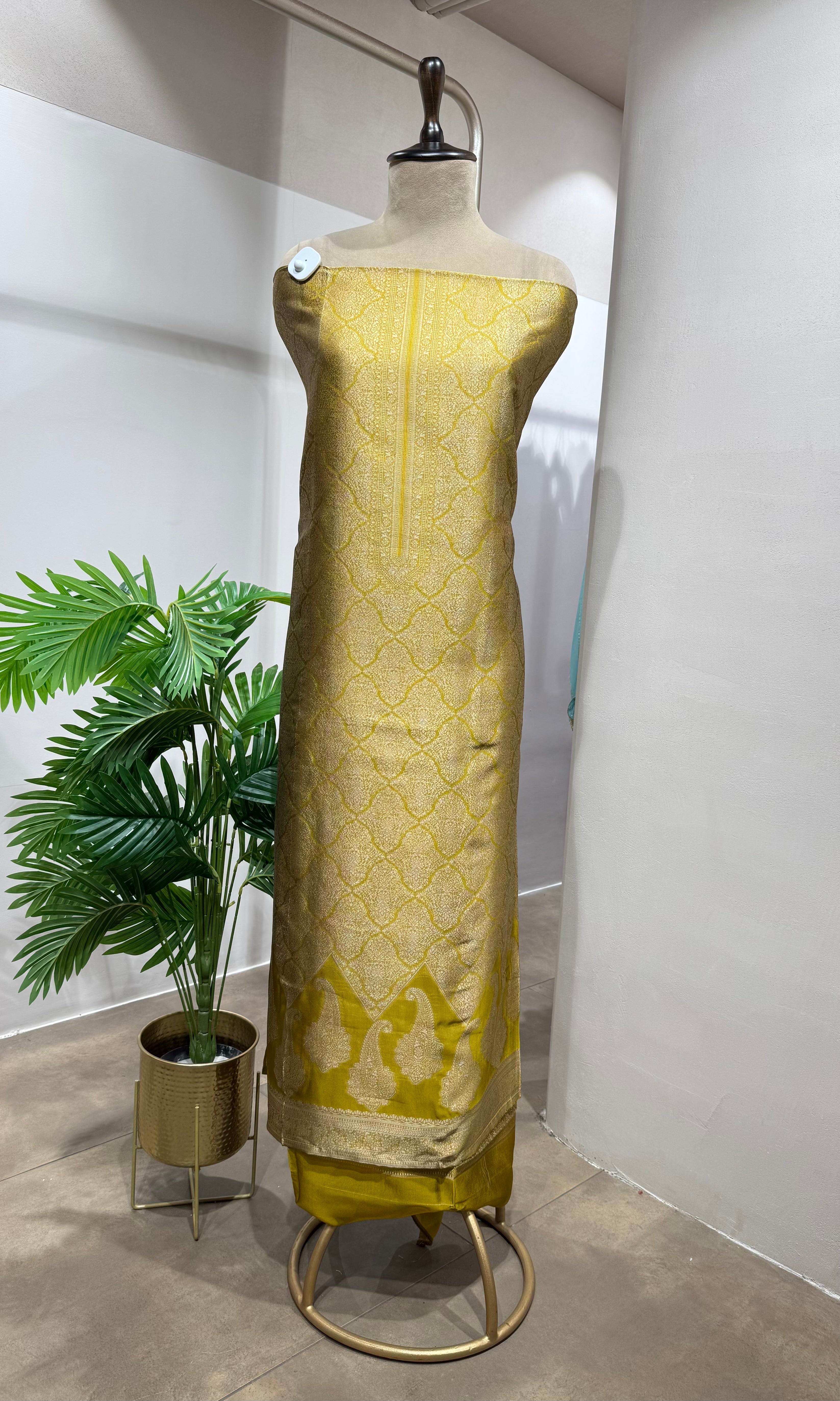 Mustard Banarasi Silk DRESS MATERIAL