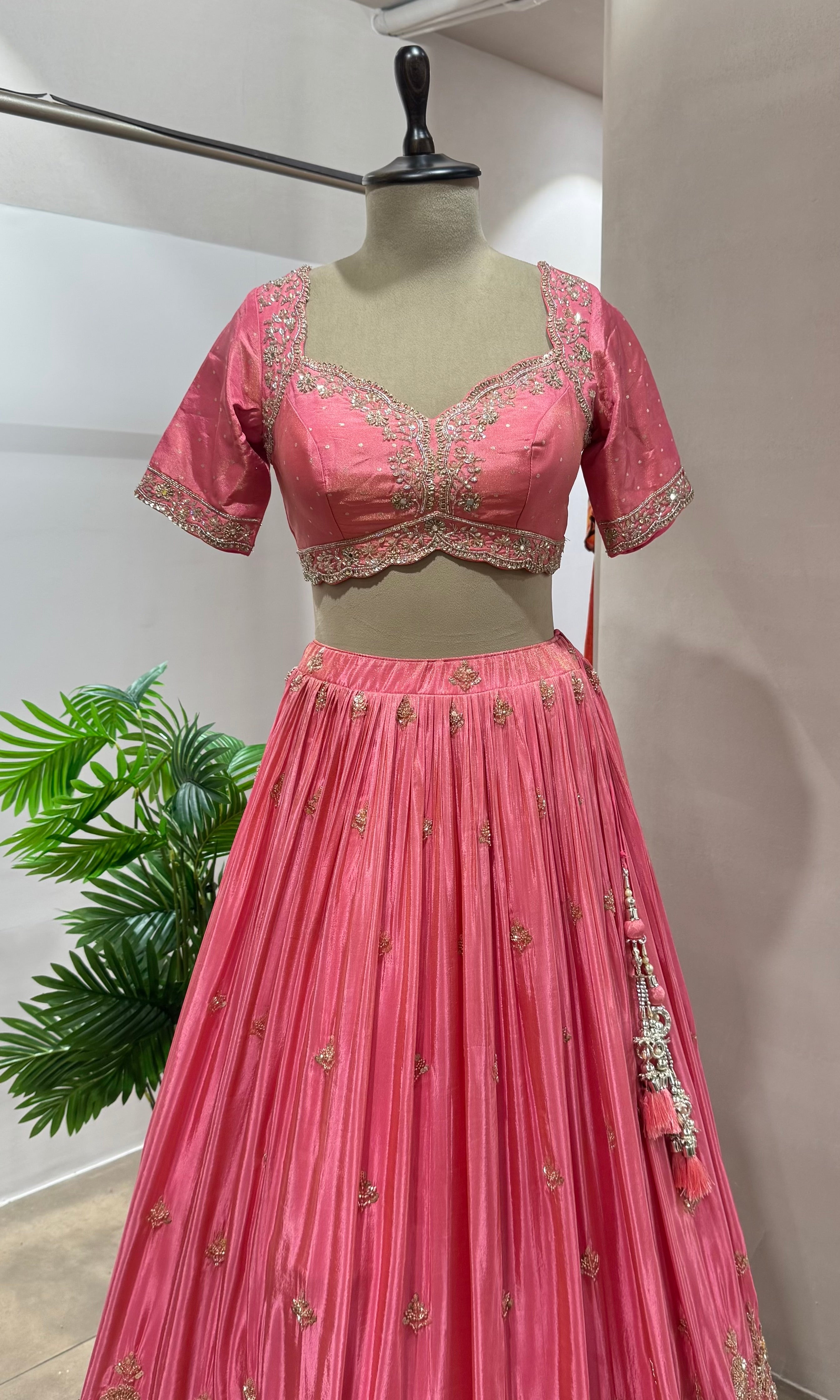Baby pink GOLDEN EMBROIDERY Lehenga