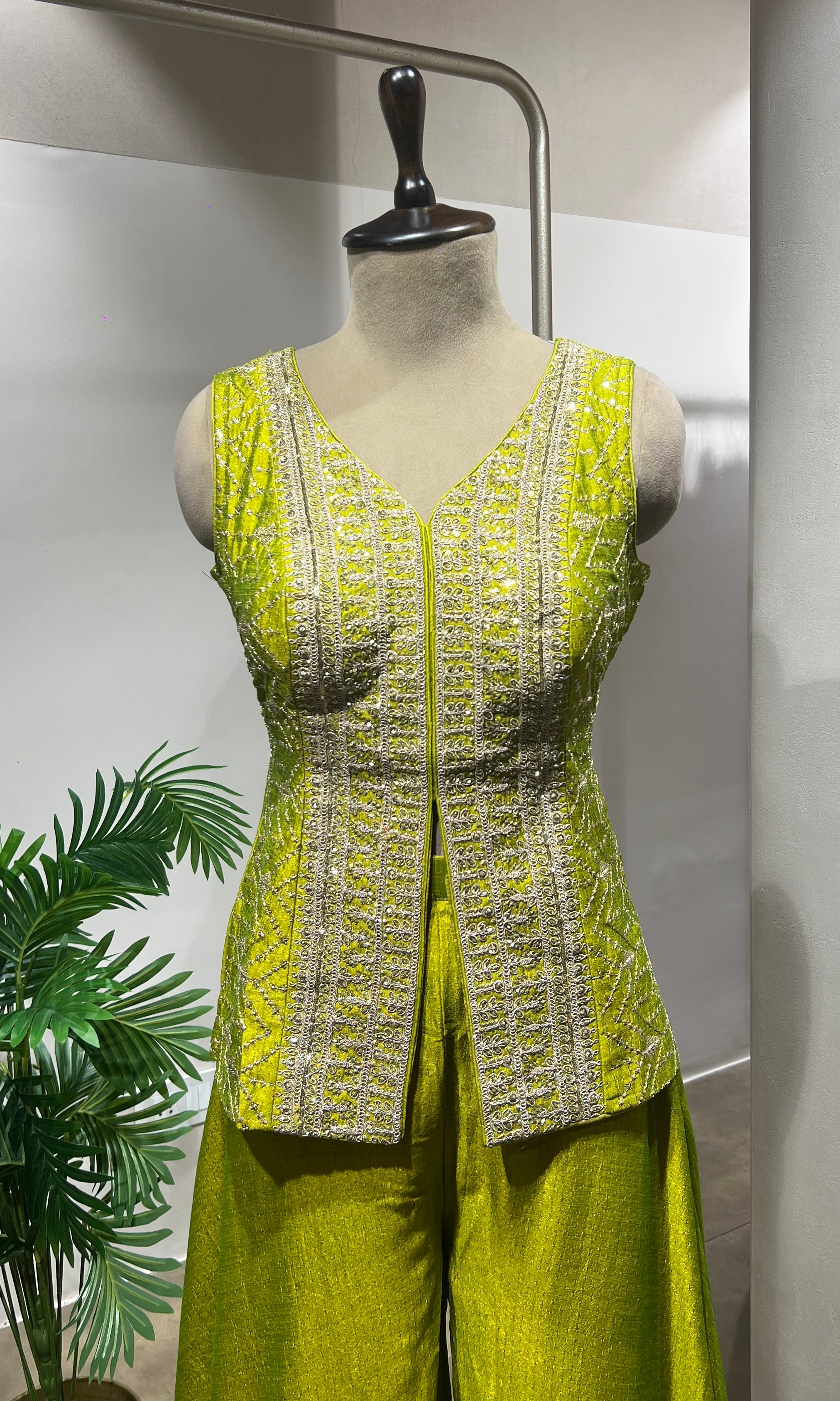 Mehndi Green Embroidered Palazzo Set