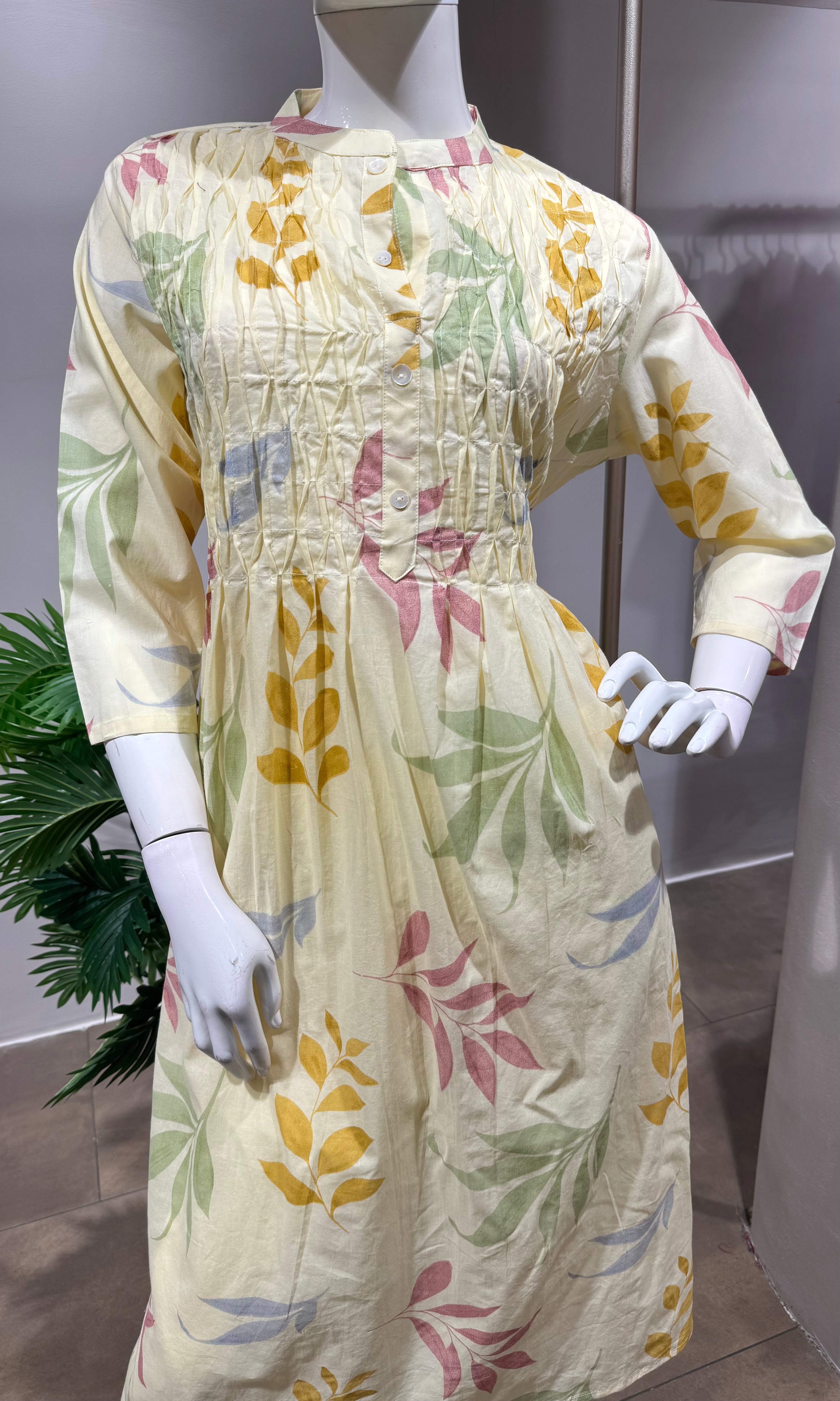 GREEN Floral Embroidered Cotton KURTA Set