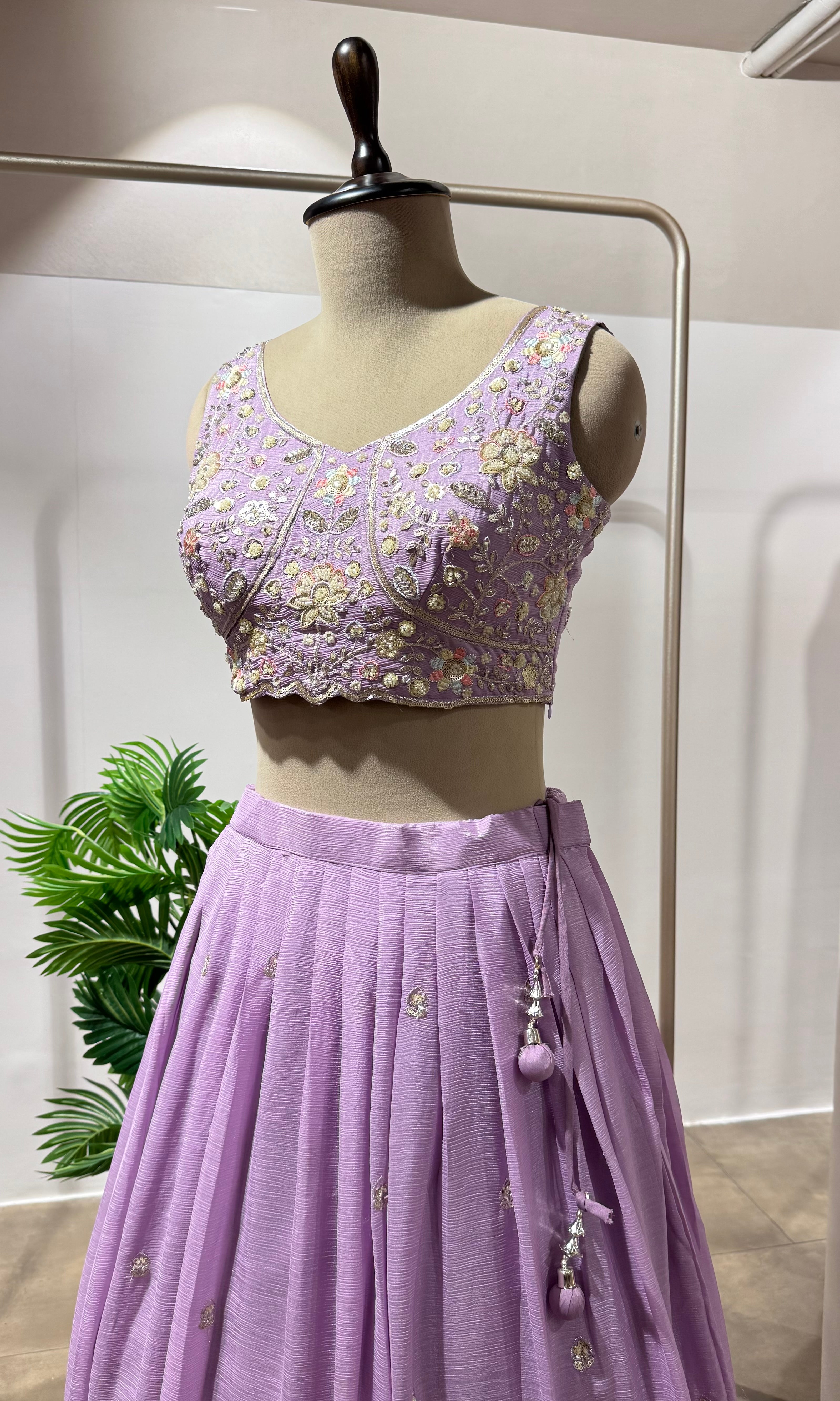 LAVENDER FLORAL EMBROIDERED LEHENGA