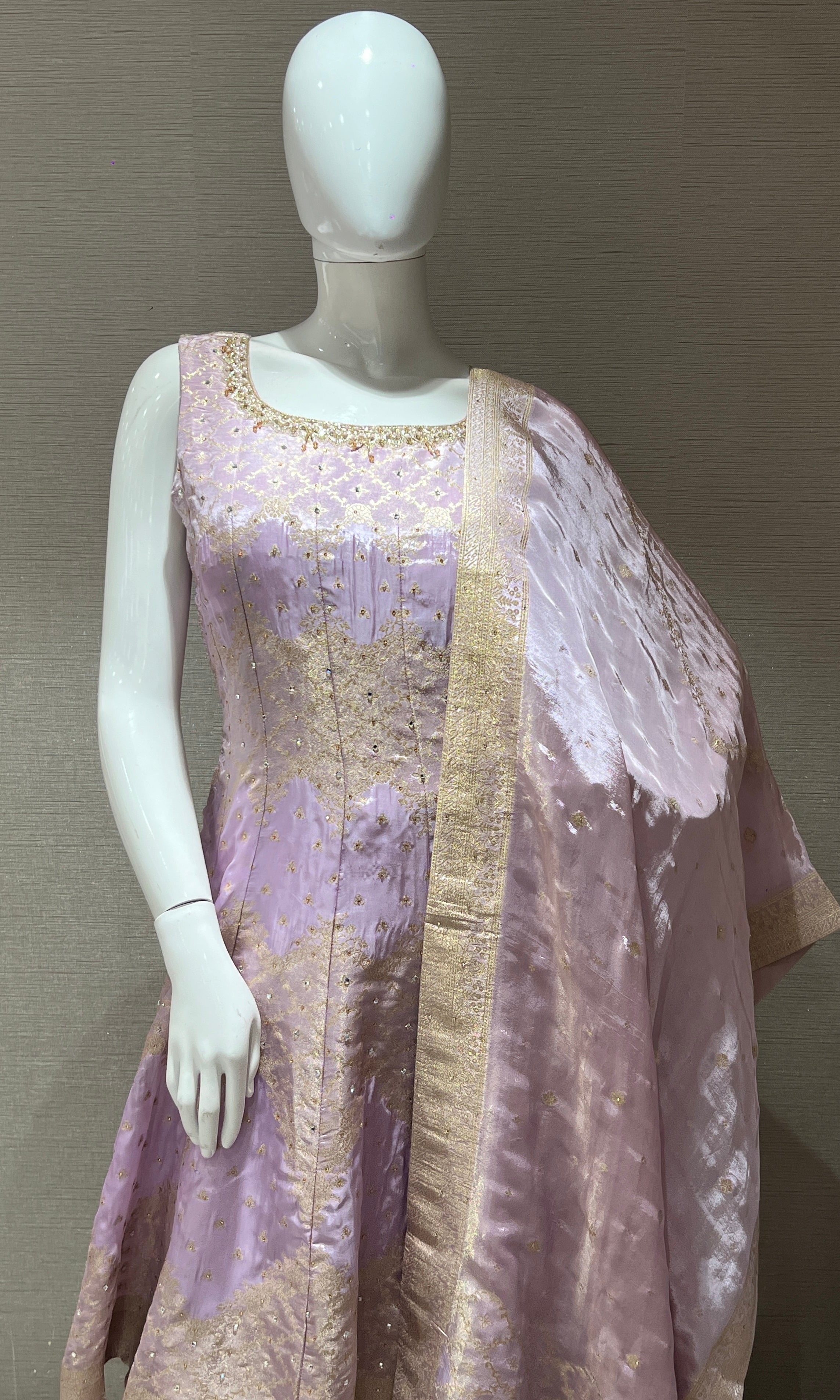 Lilac Anarkali kurta set palazzo pants