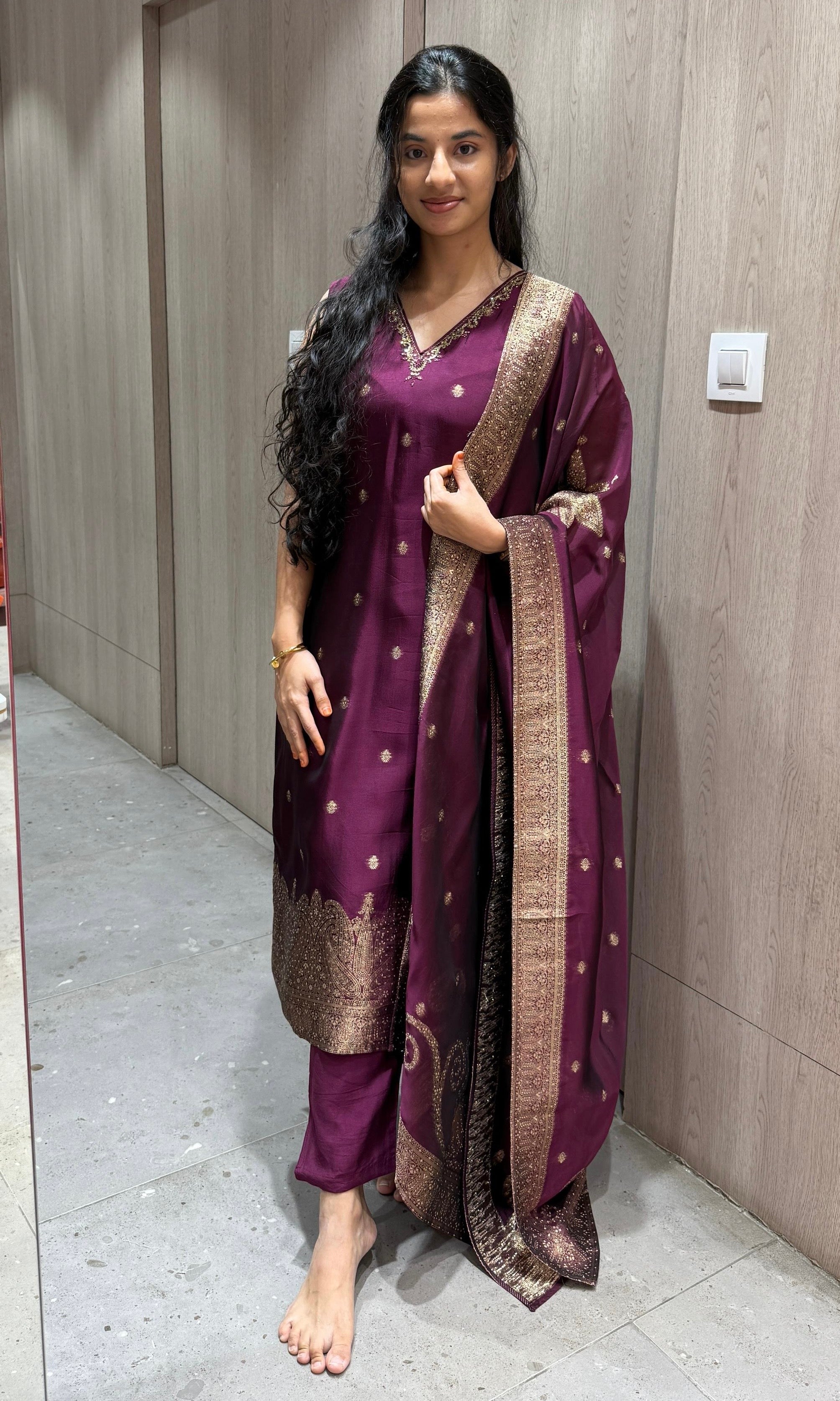 Wine kurta set