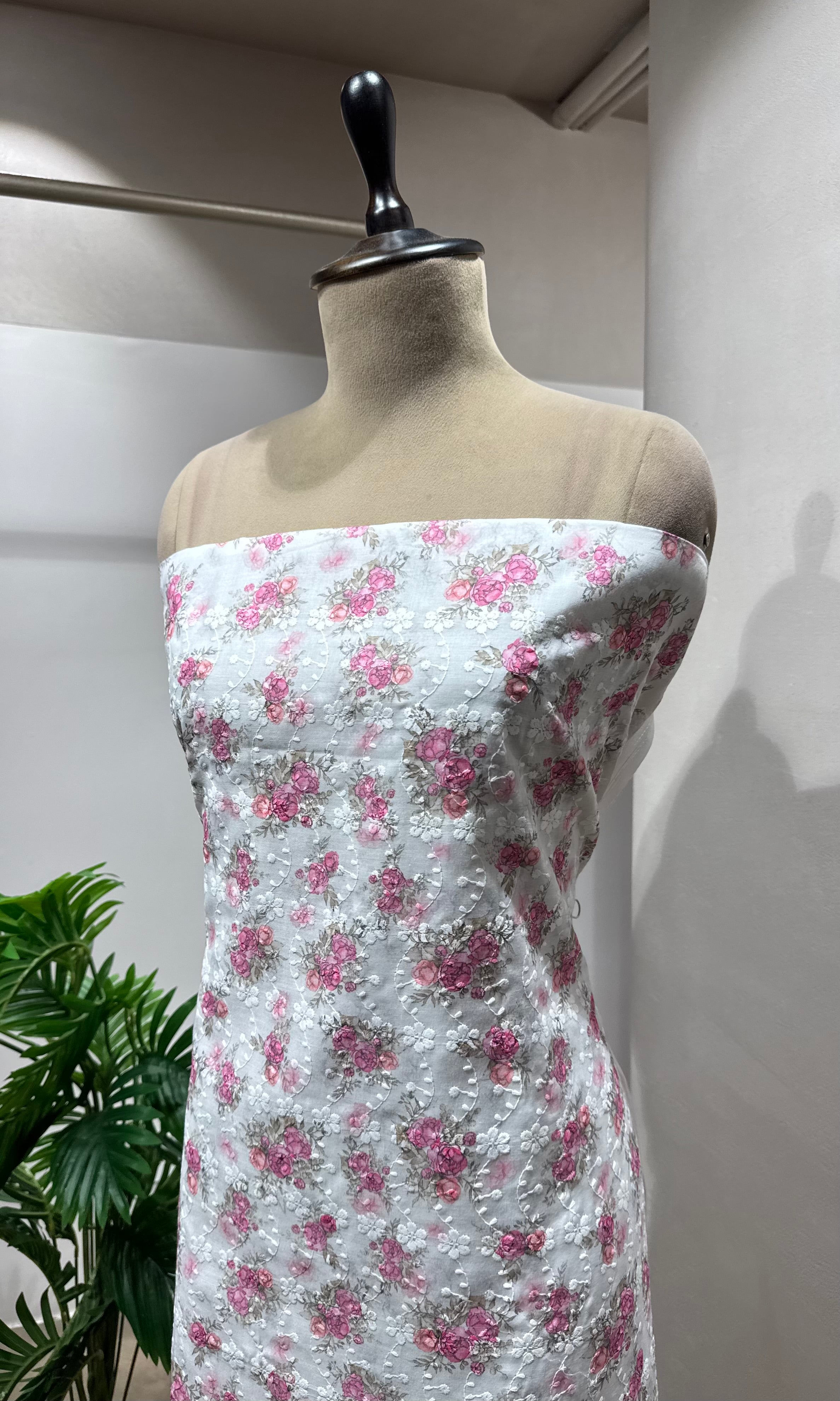 PINK Chikankari DRESS MATERIAL