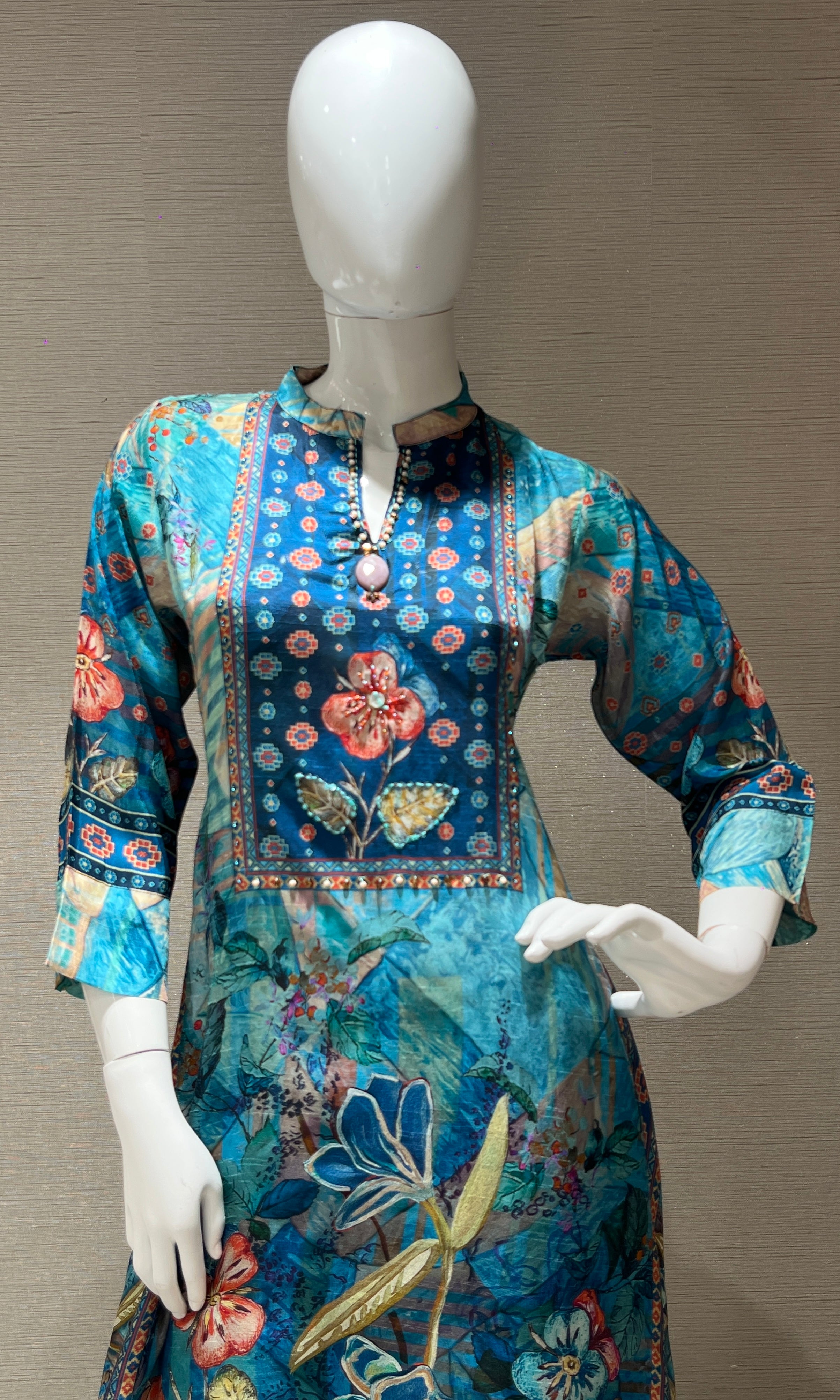 Blue kurta set with palazzo pant