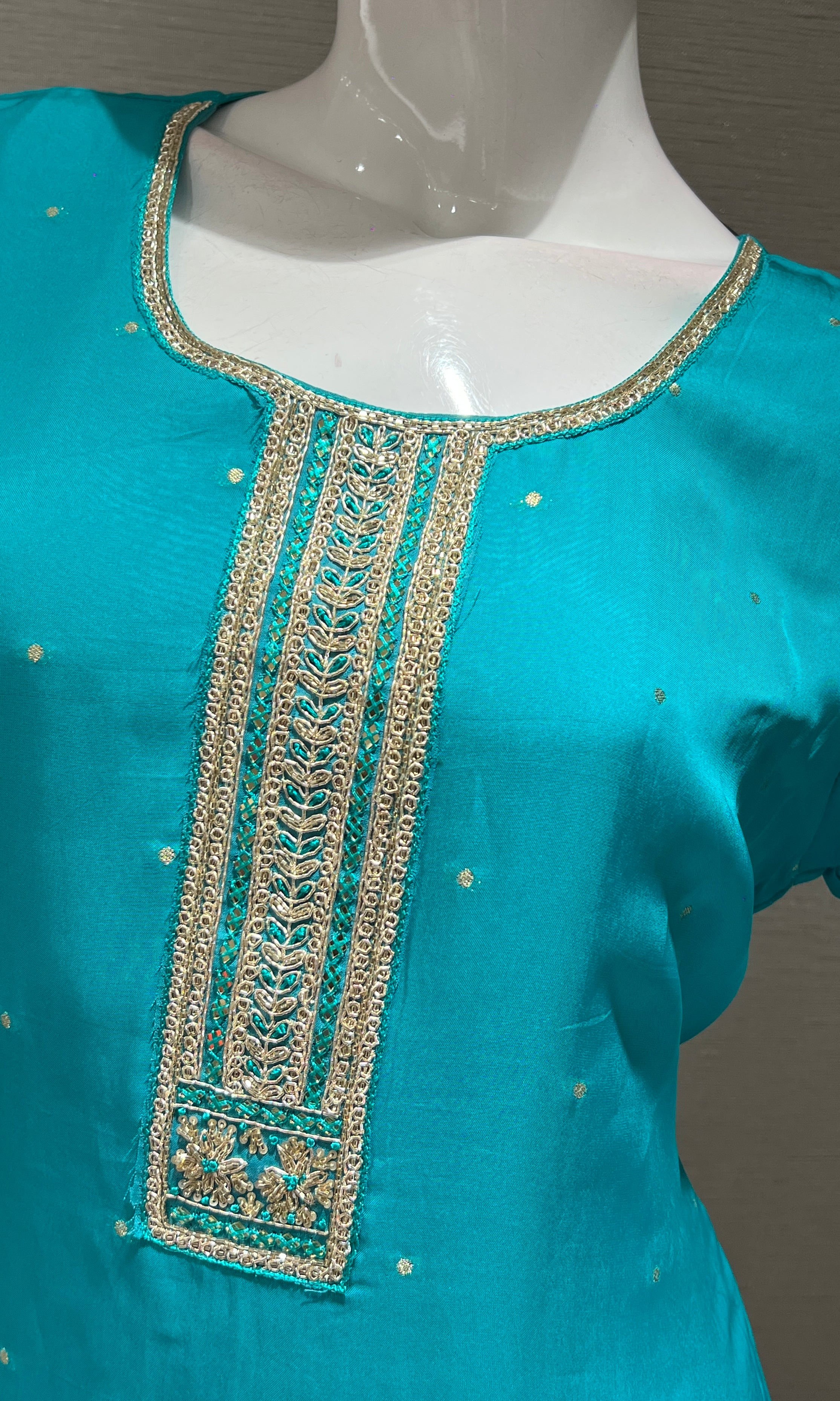 Rama blue GOLD EMBROIDERED  kurta set