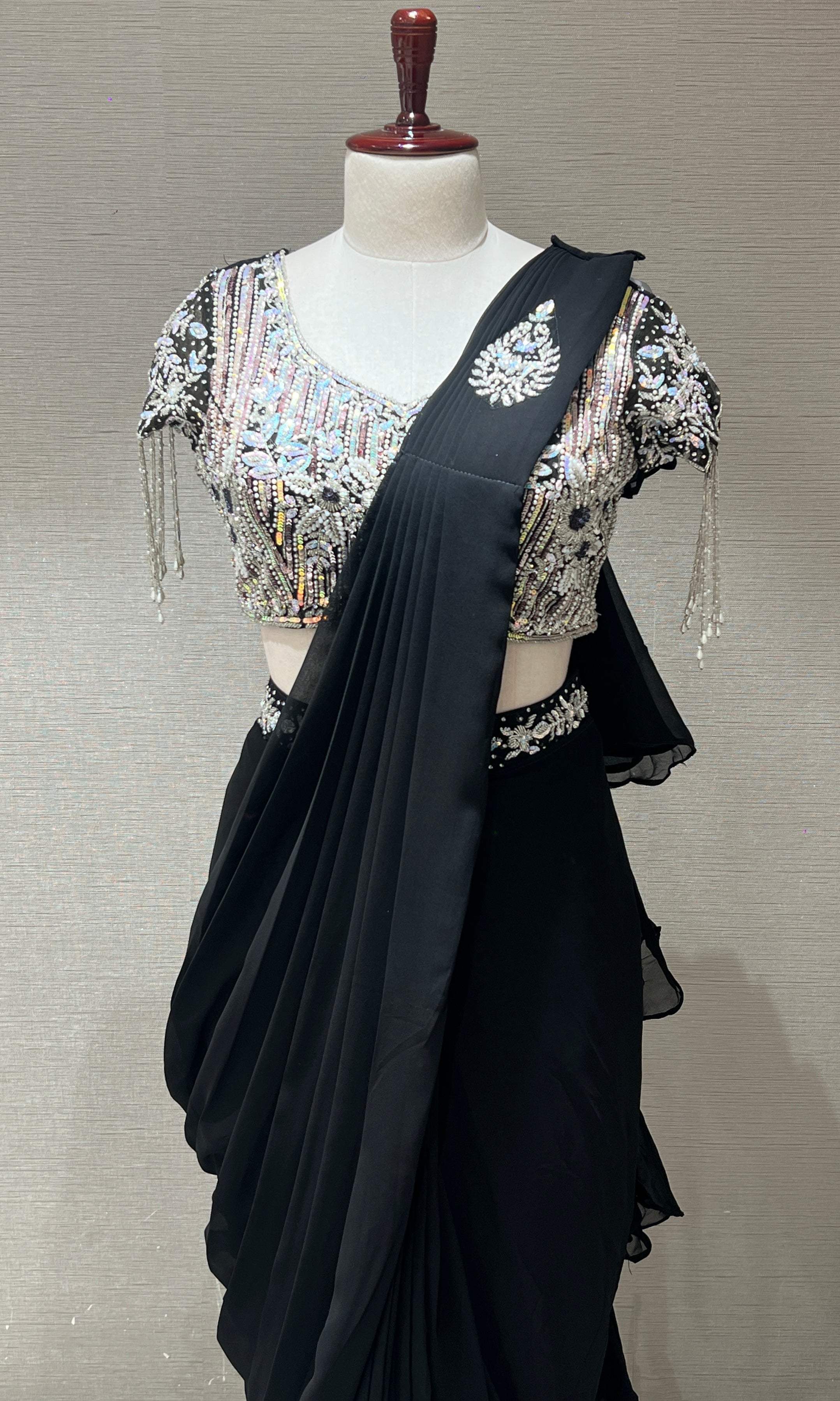Black one minute saree