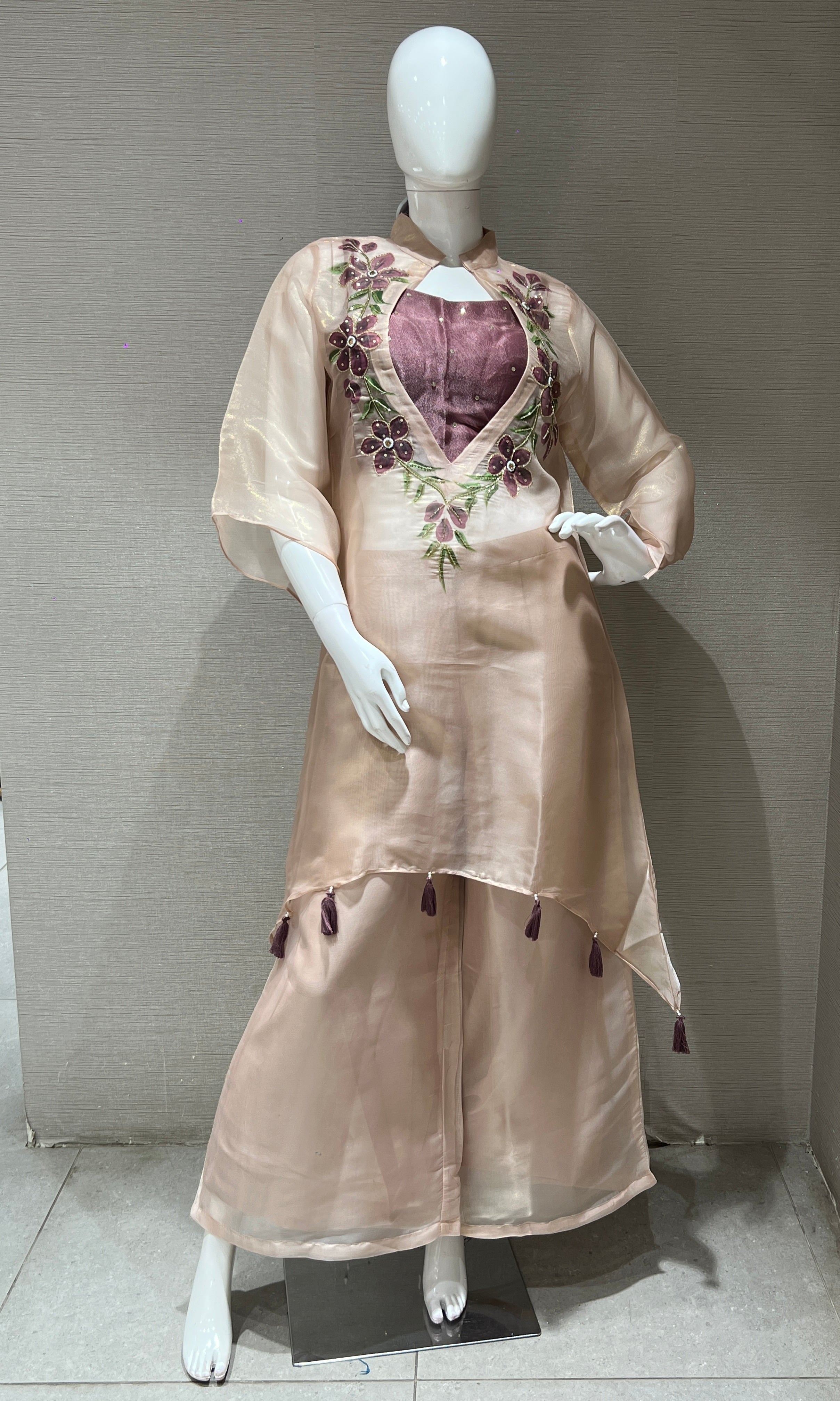 BeIGE Floral Organza Top and palazzo