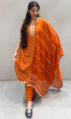 Rust orange Leheriya Kurta Set