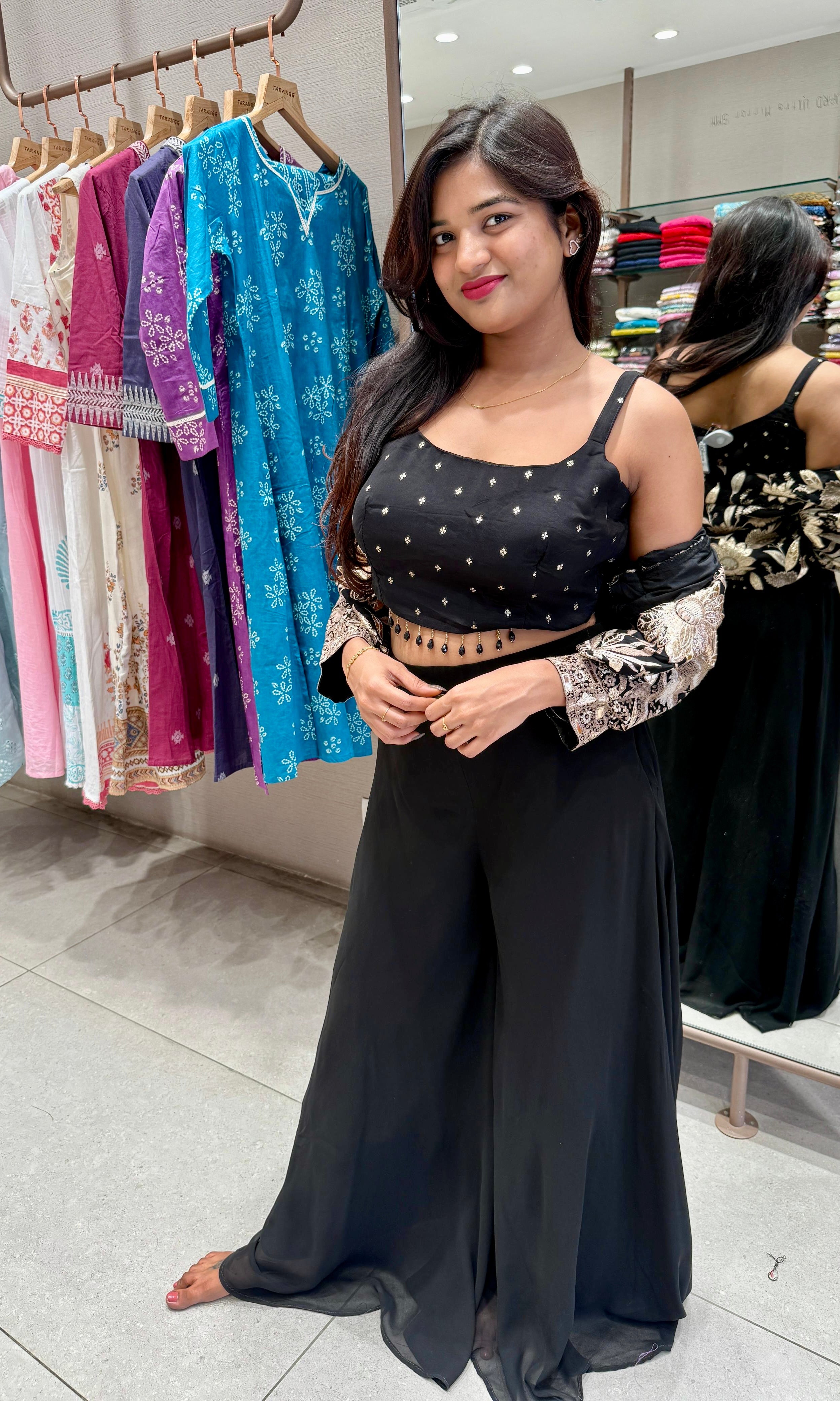 Black palazzo with jacket