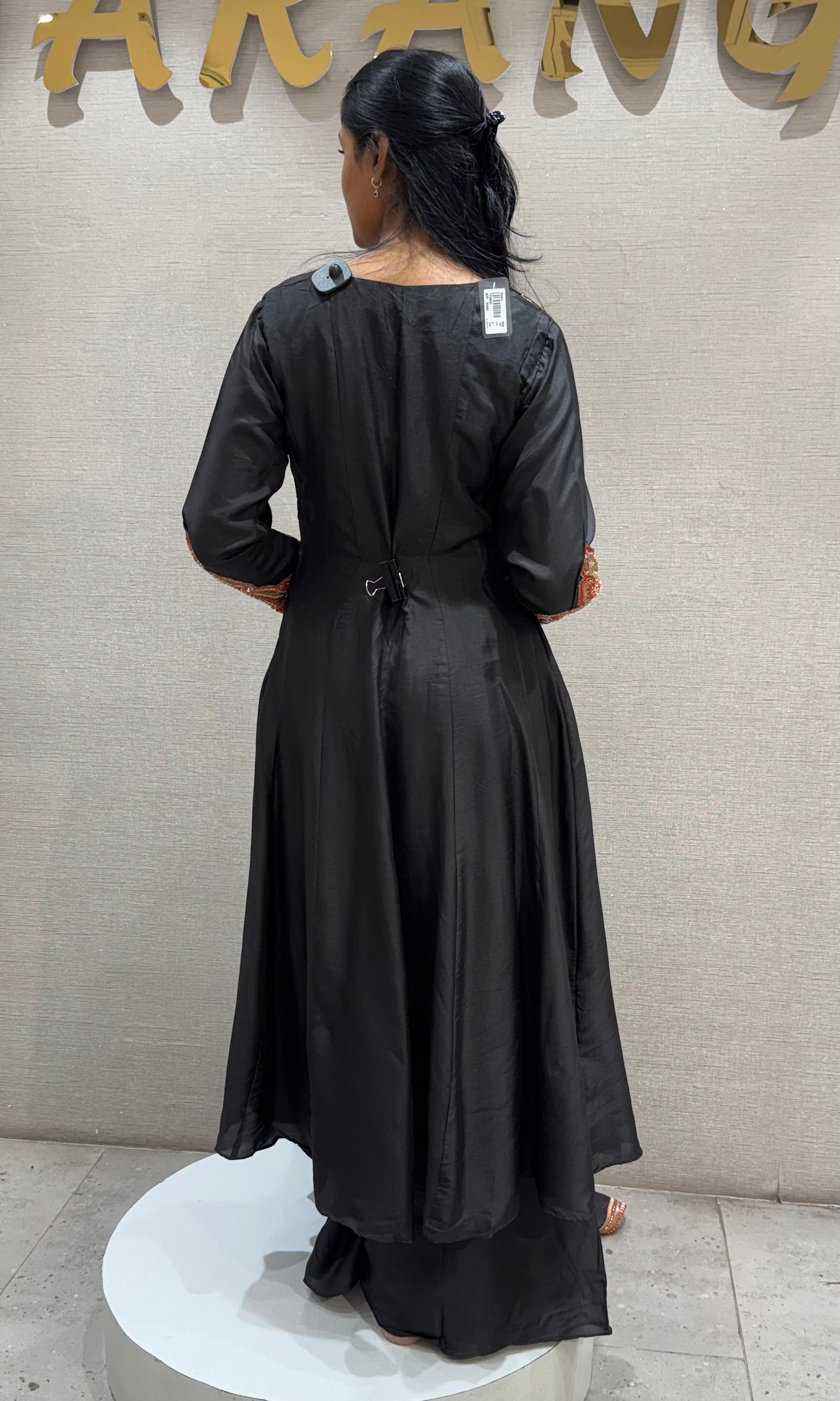 Black Floral Elegance anarkali with palazzo pants