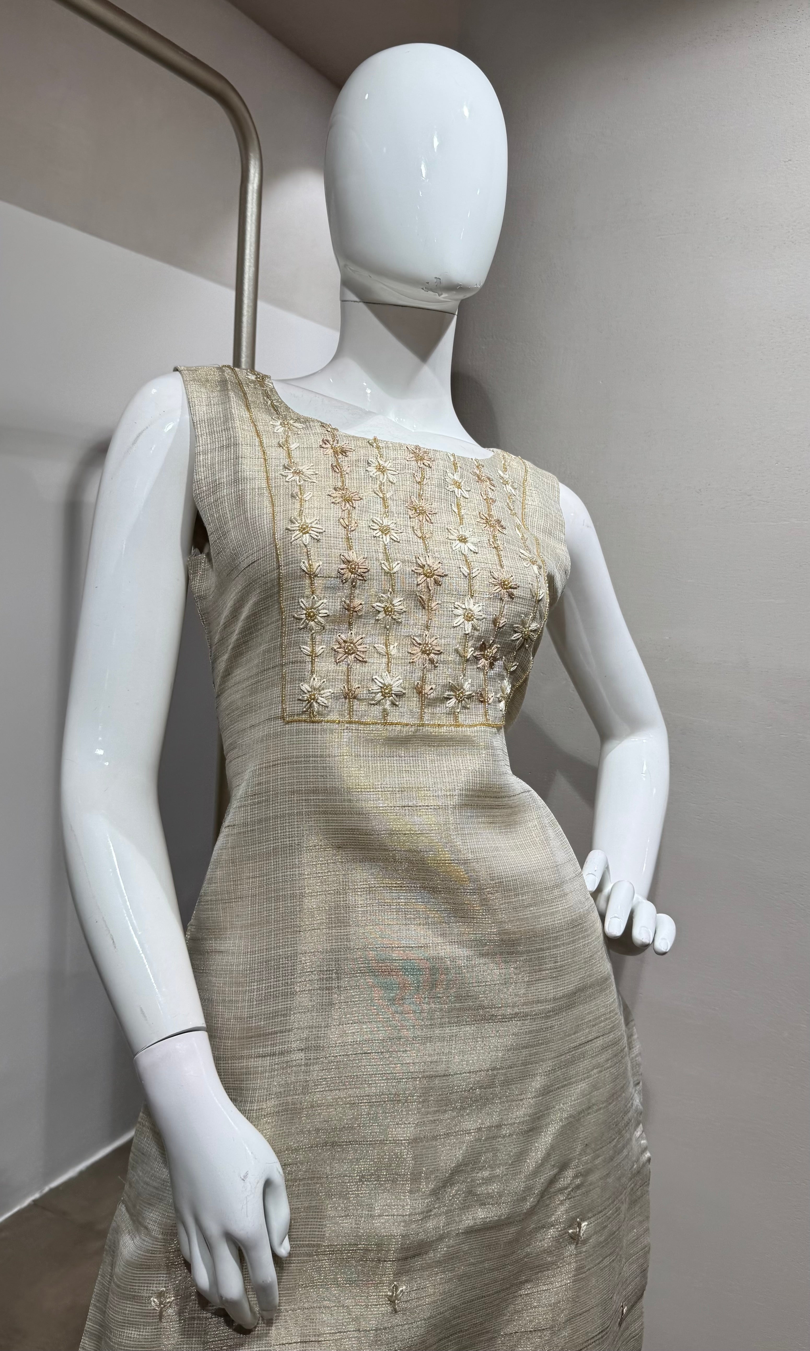 Fawn and Gold Embroidered Kurta Set