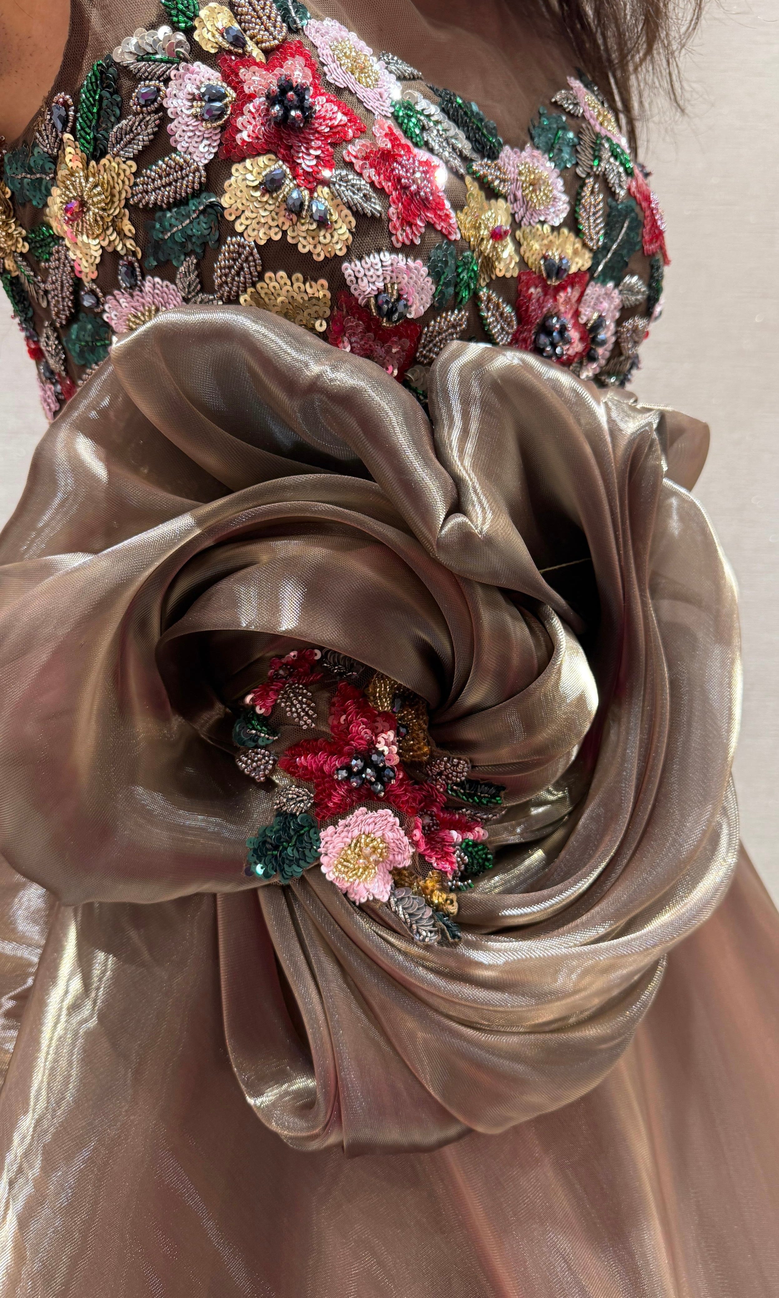Champagne Dream Floral Ball Gown