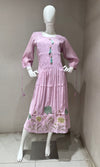 Lavander cotton Kurti top with blue Florals