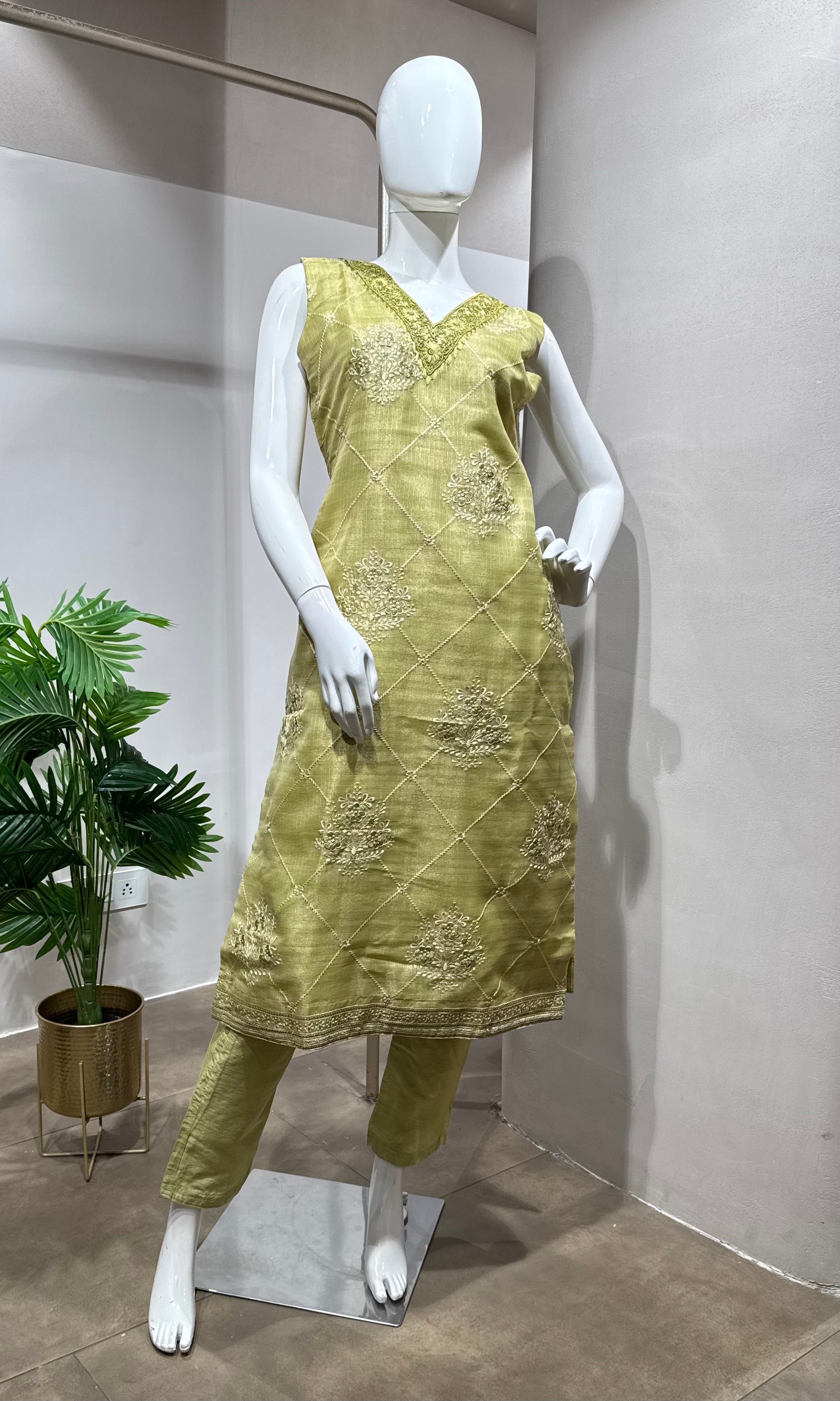 light Green Embroidered Kurta Set