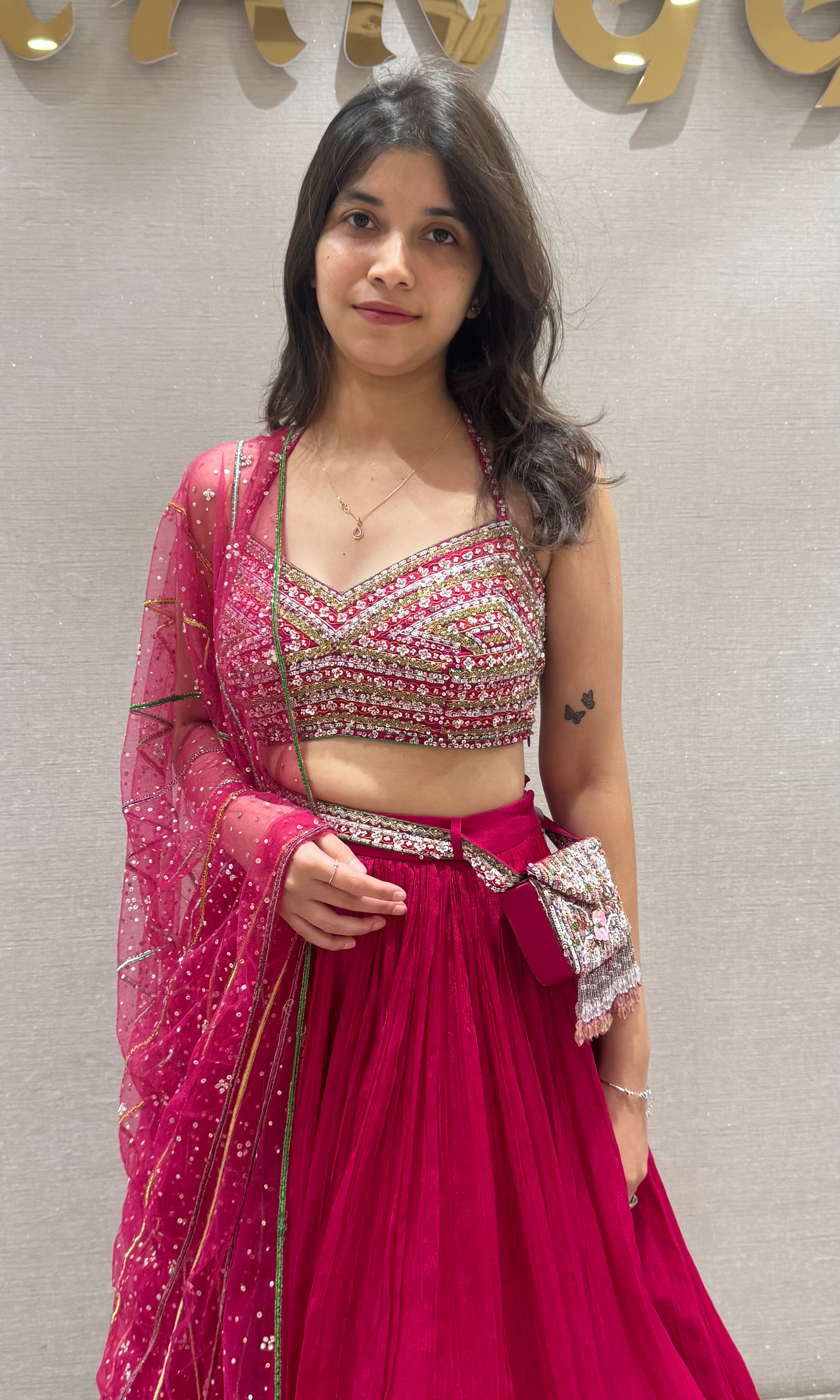 Rani Pink Silk Embroidery Lehenga Choli