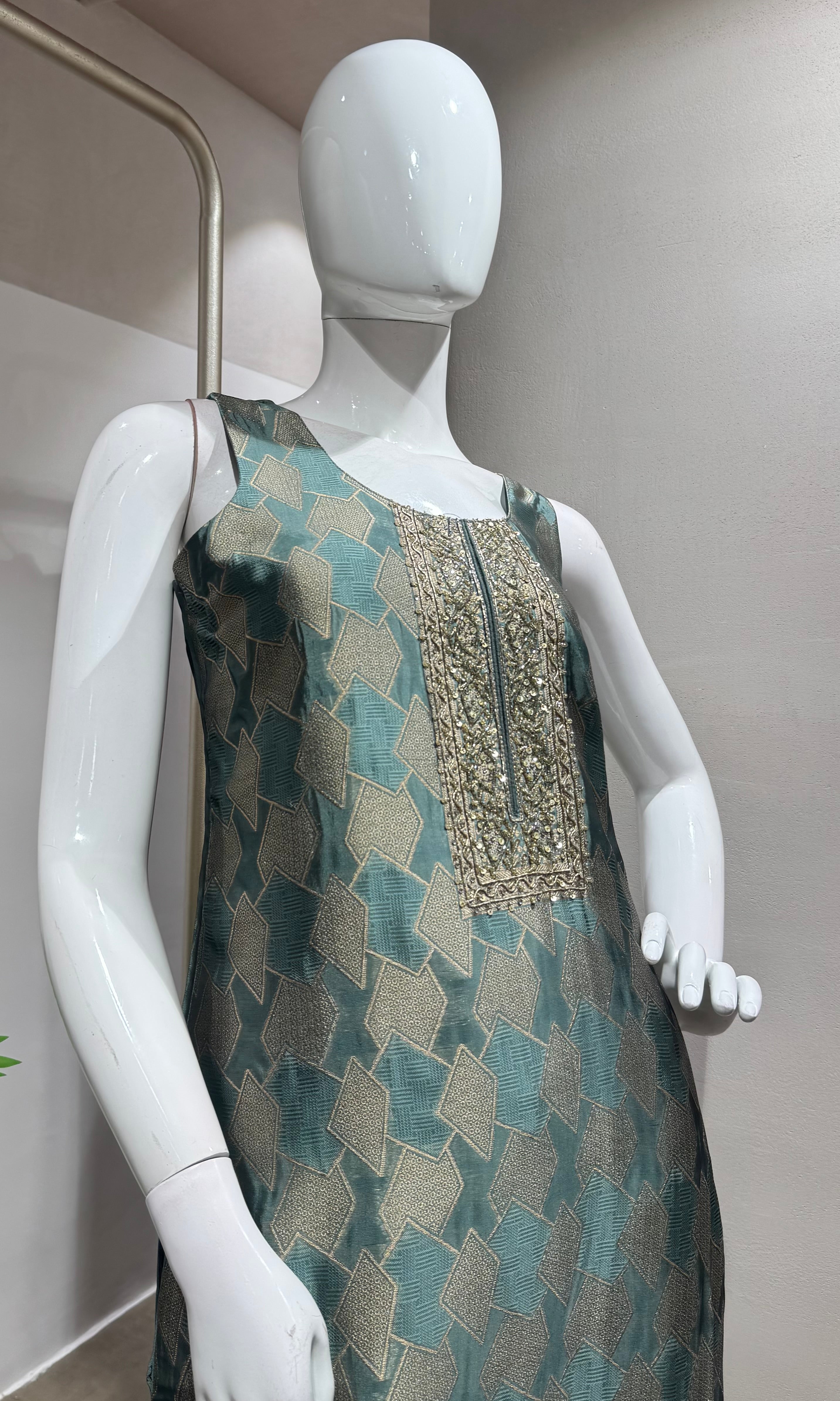 SEA GREEN Embroidered  KURTA SET