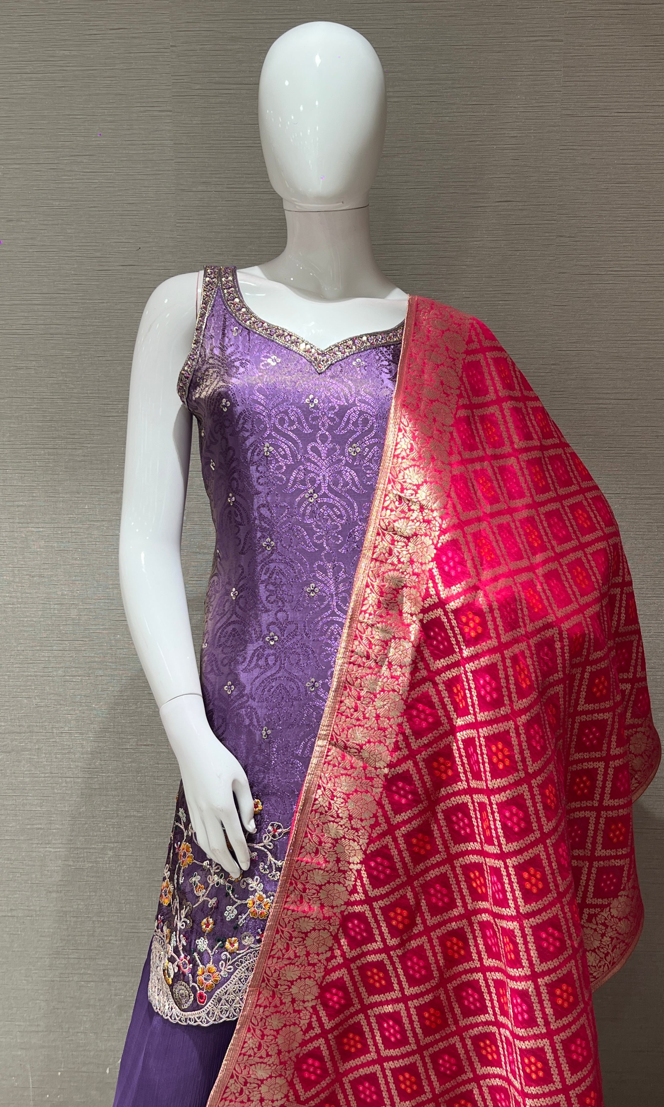 PURPLE embroidered sharara seT