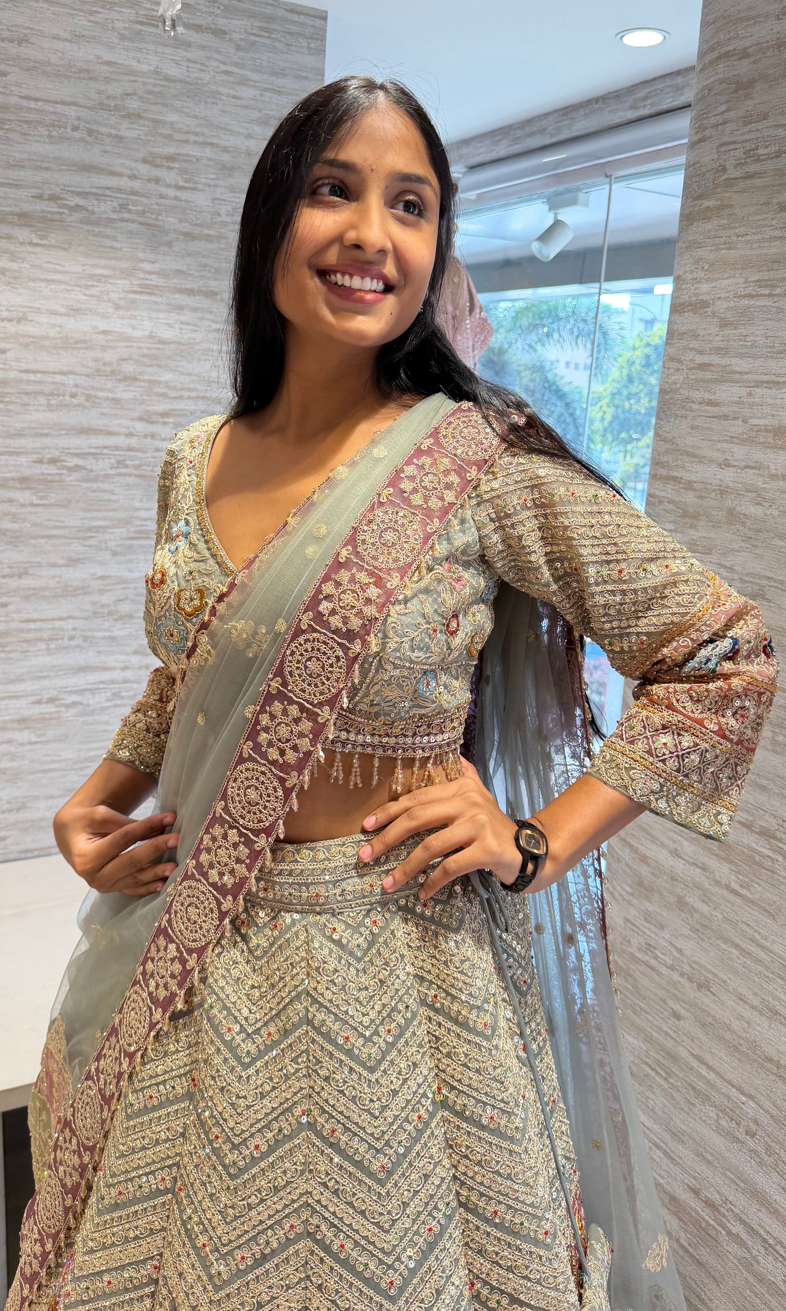 Pista green Gold Heavy Embroidered lehenga