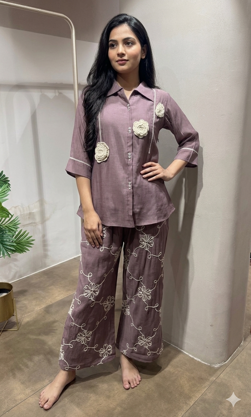 Mauve Blossom Shirt cord set