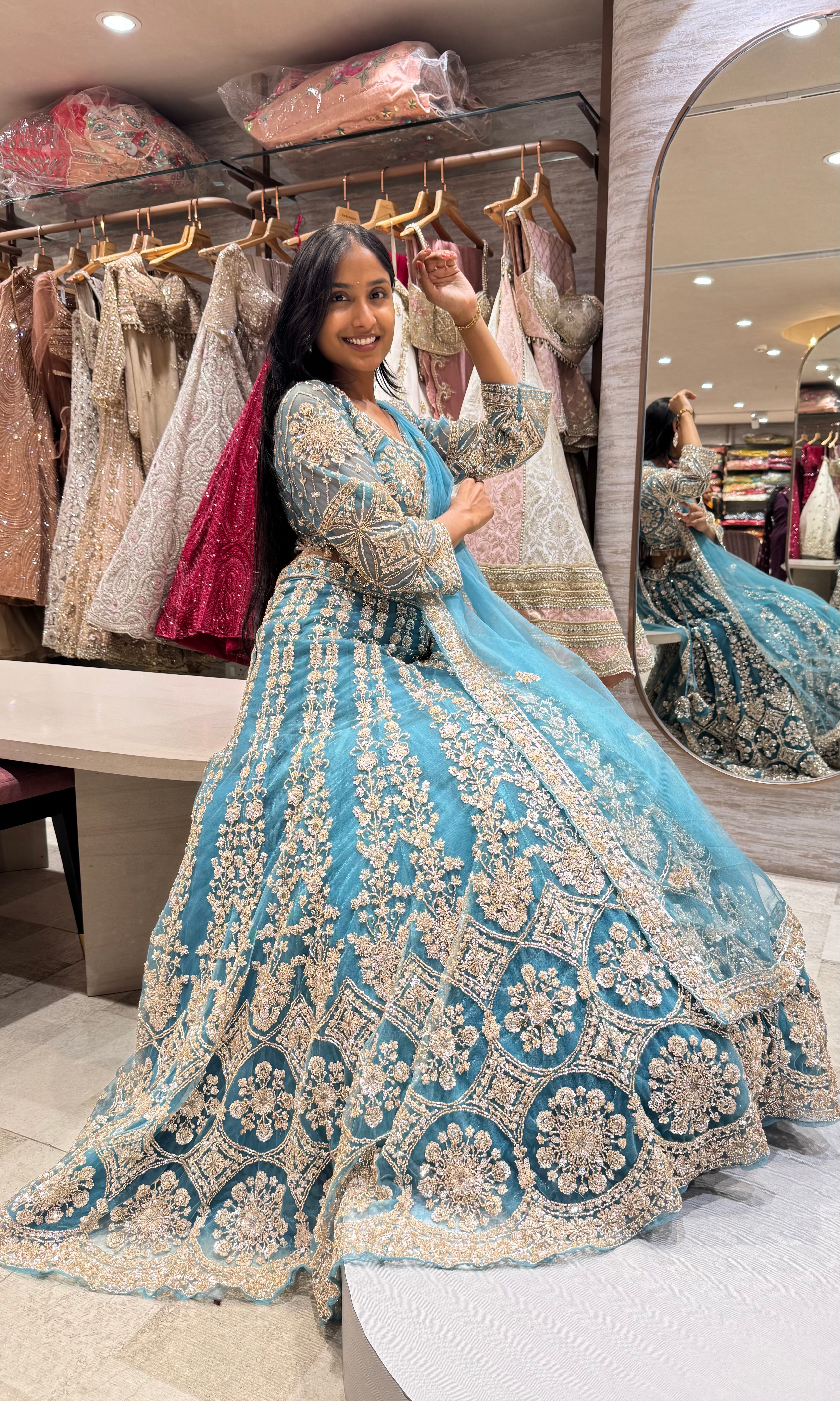 SEA GREEN INTRICATE EMBROIDERED LEHENGA