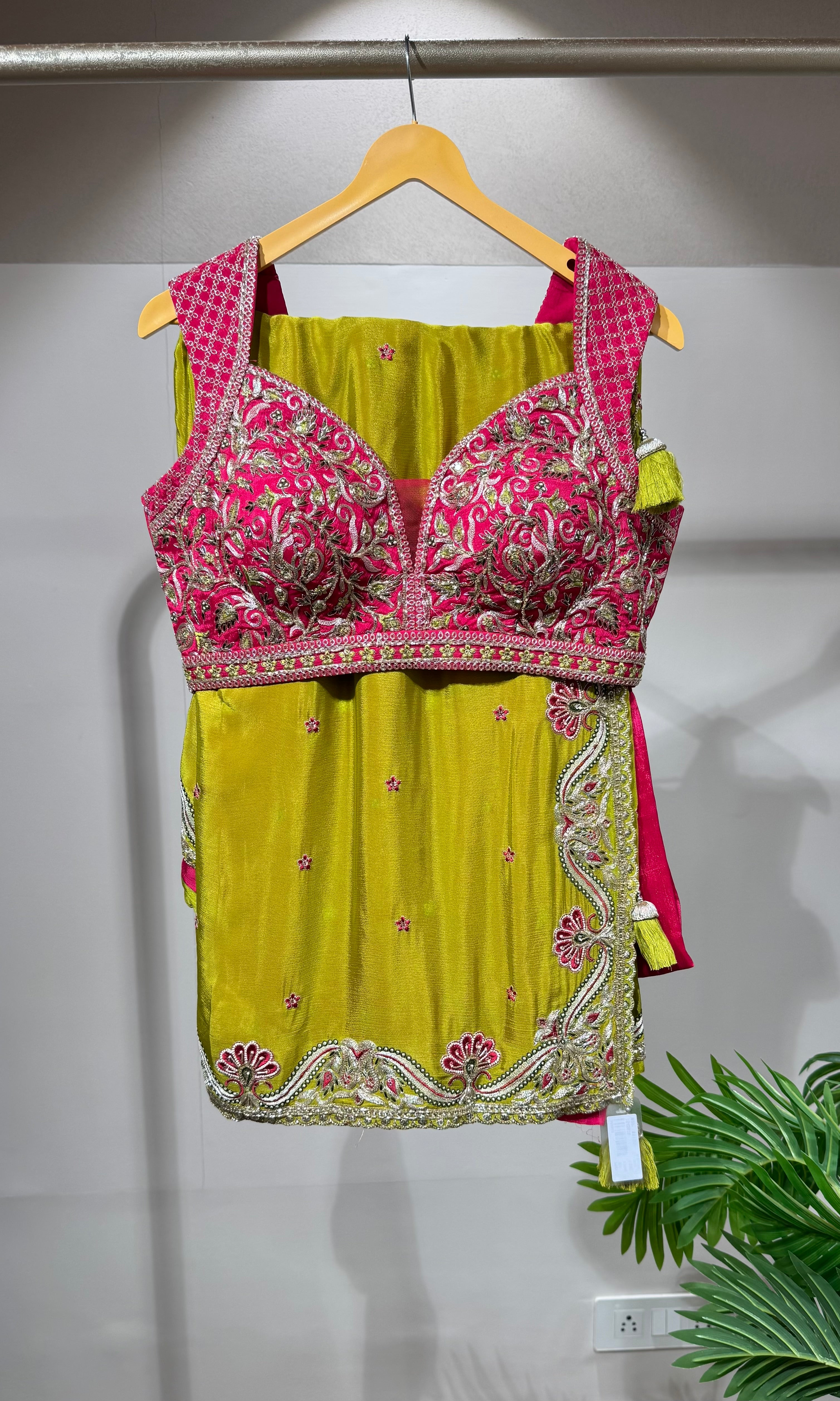 Mehendi green FLORAL saree with blouse