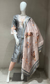 Grey kurta set with a printed dupatta