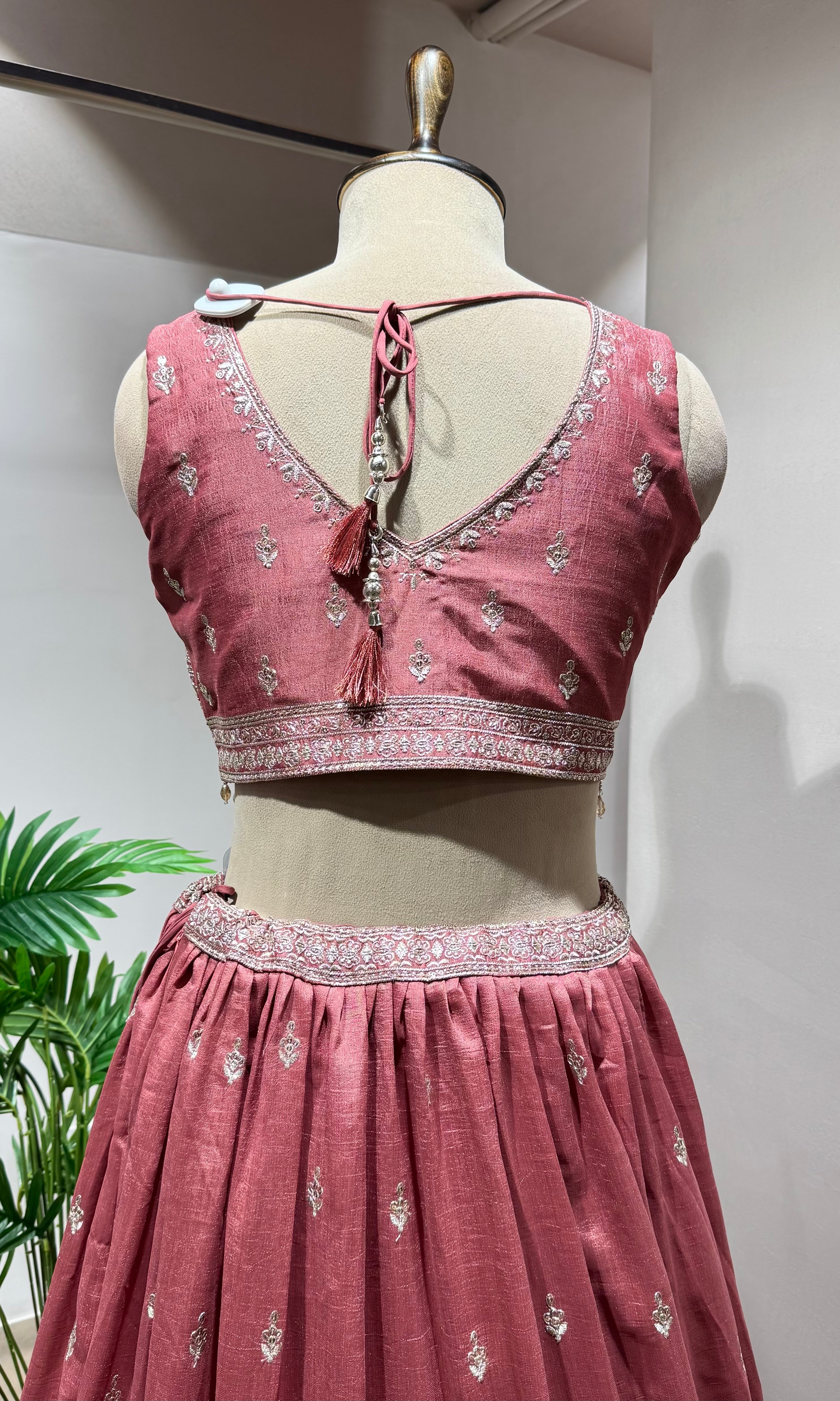 Onion pink Lehenga with Embroidered Blouse