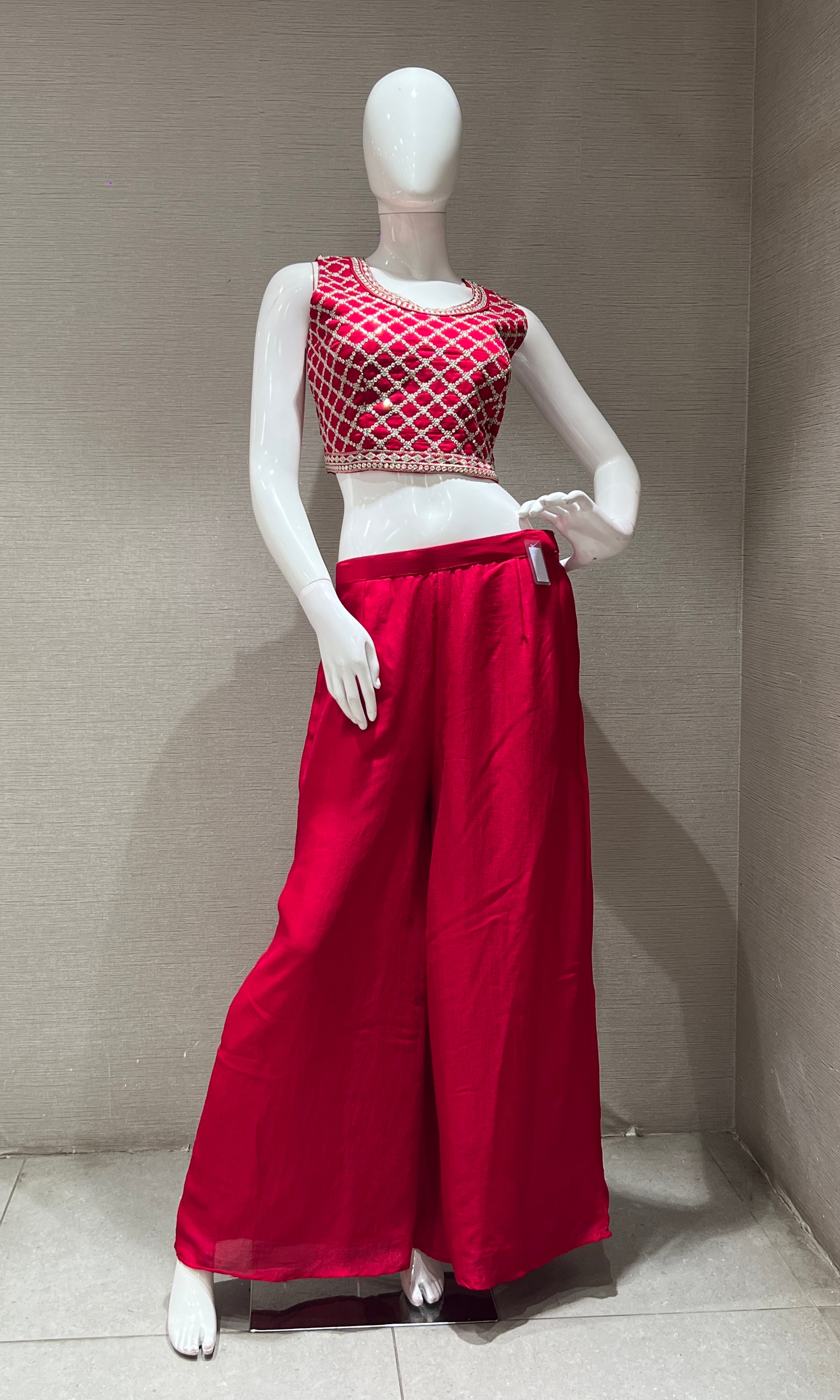 Pink EMBROIDERED JACKET STYLE PALAZZO