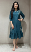 Green FLORAL RUFFLE DRESS