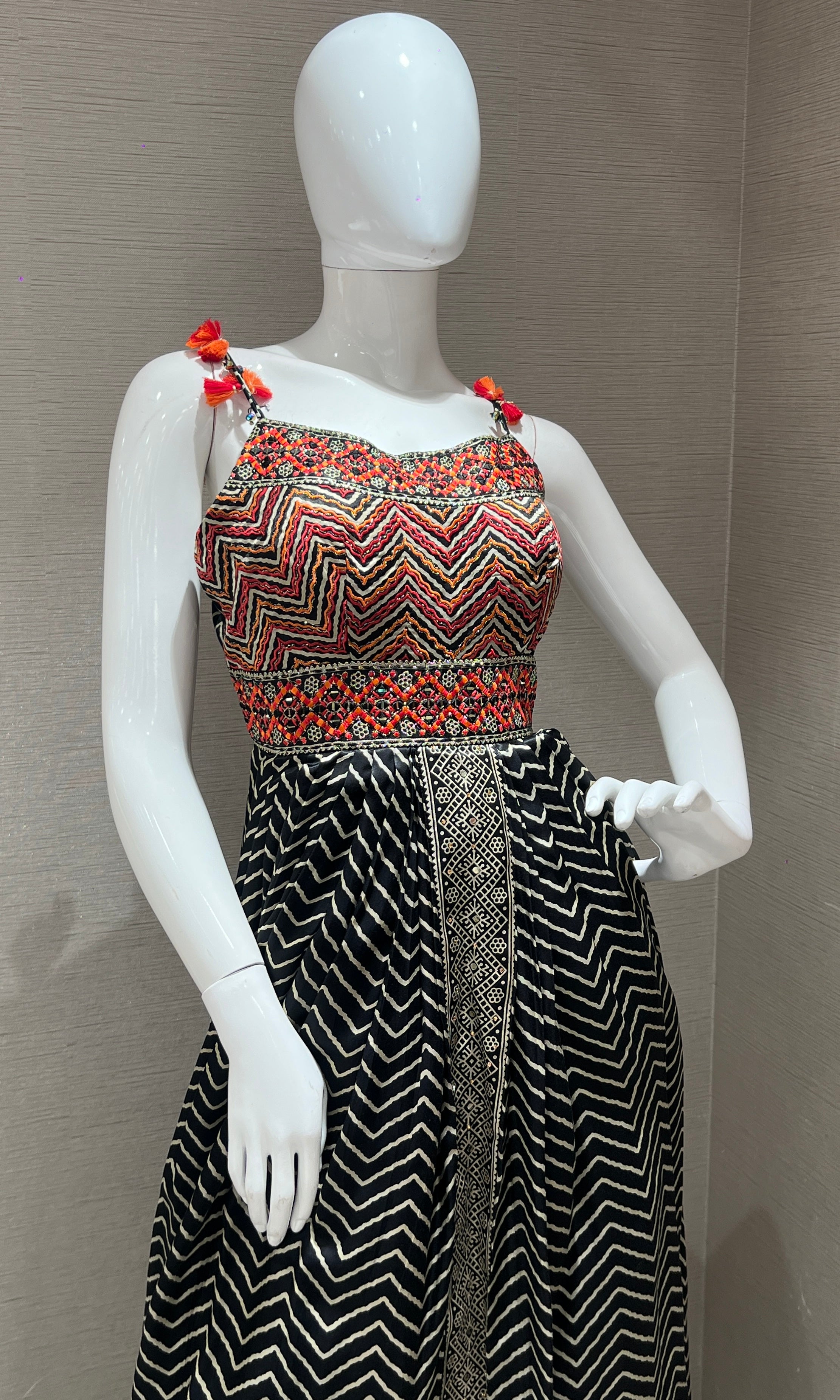 Black kurta with palazzo pant and dupatta