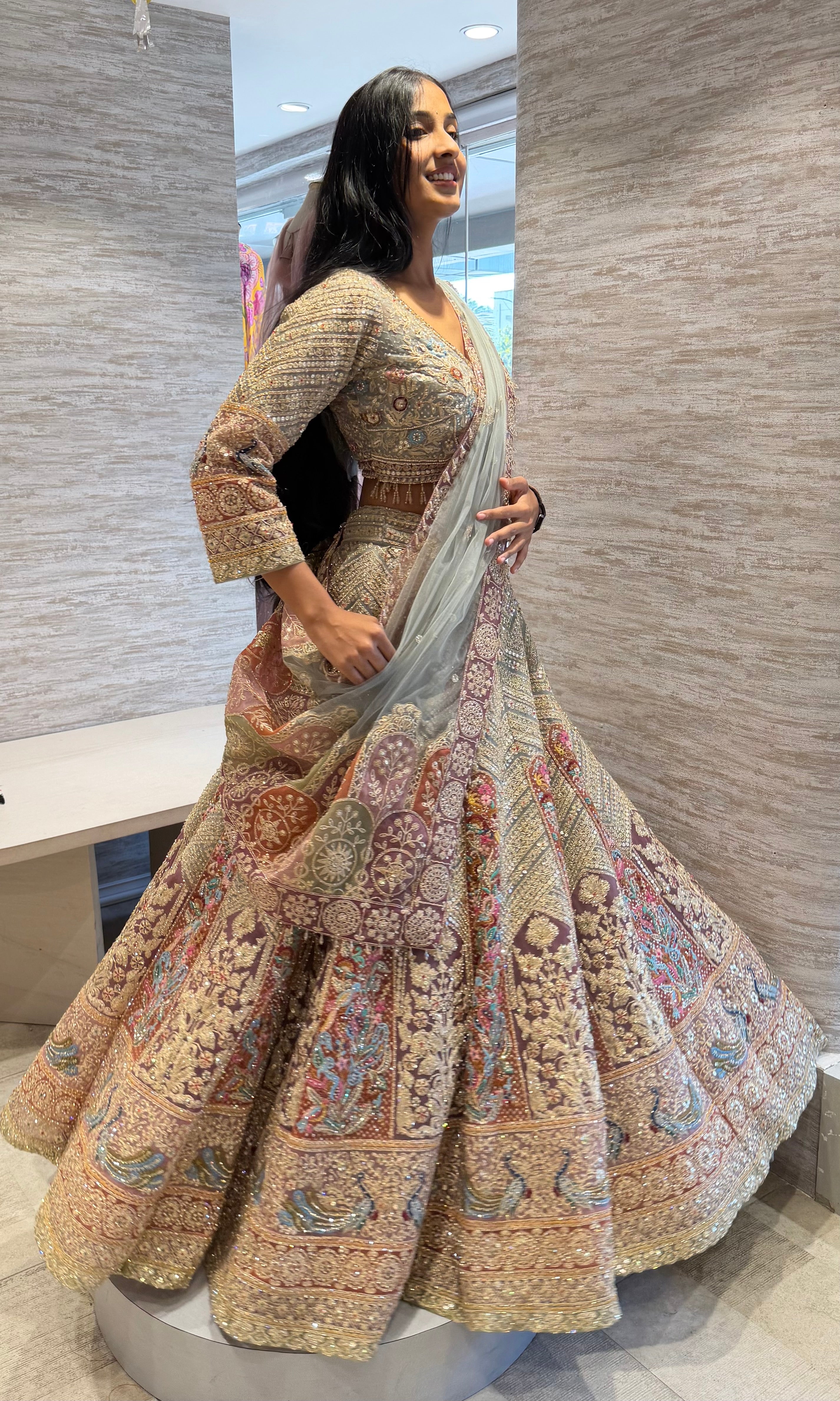 Pista green Gold Heavy Embroidered lehenga