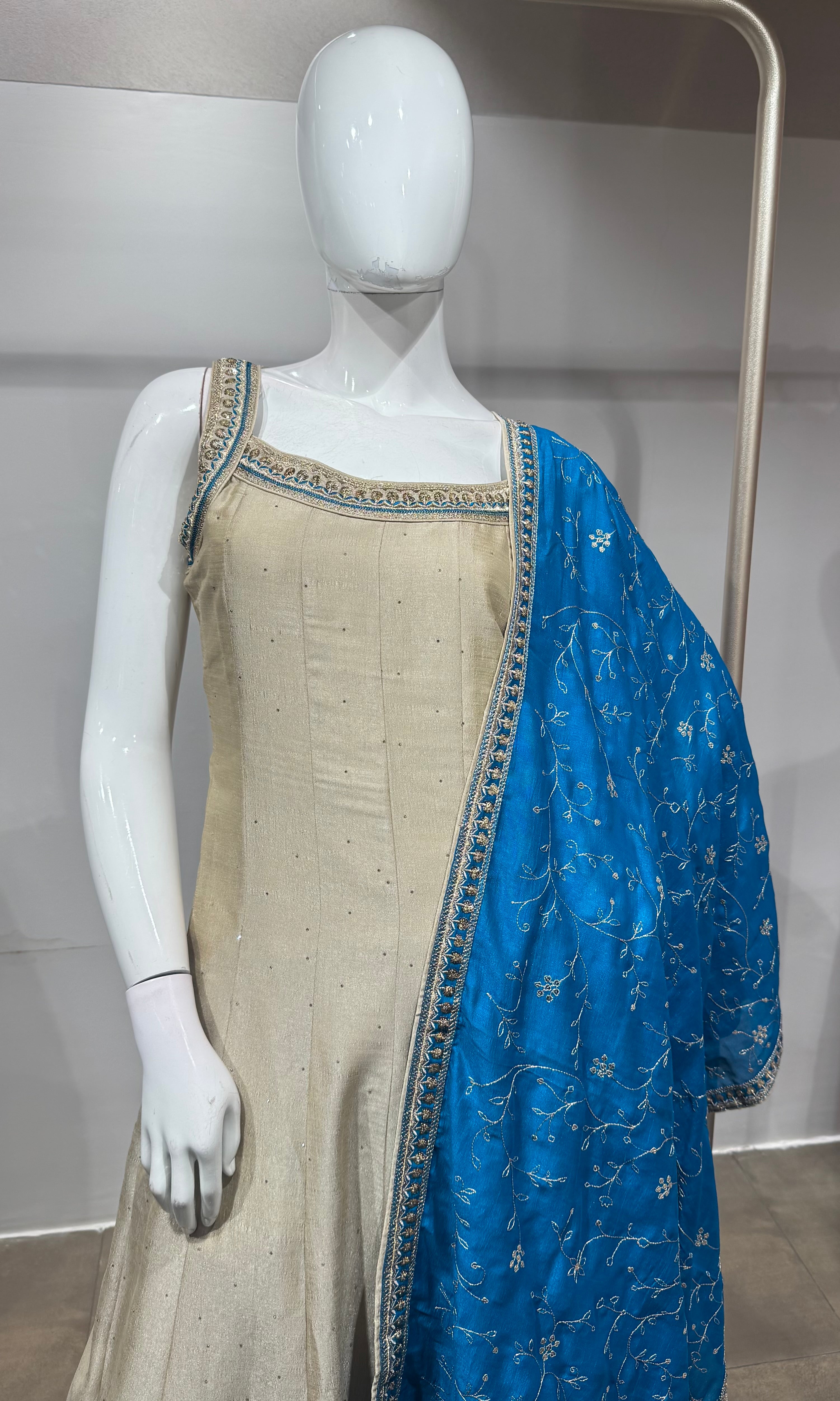 Rama Sequence Anarkali Suit with dupatta