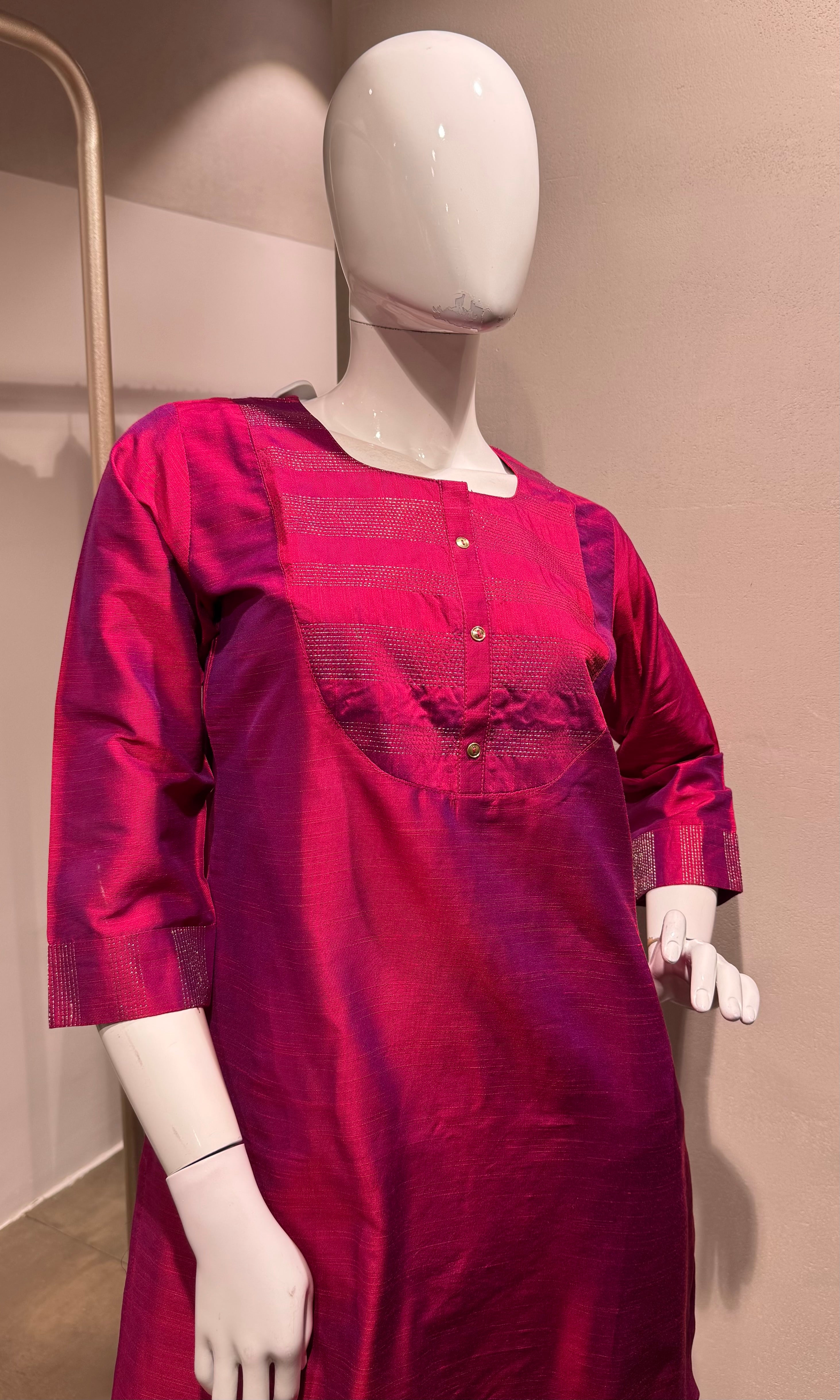 Rani Pink Embroidered Kurta Set