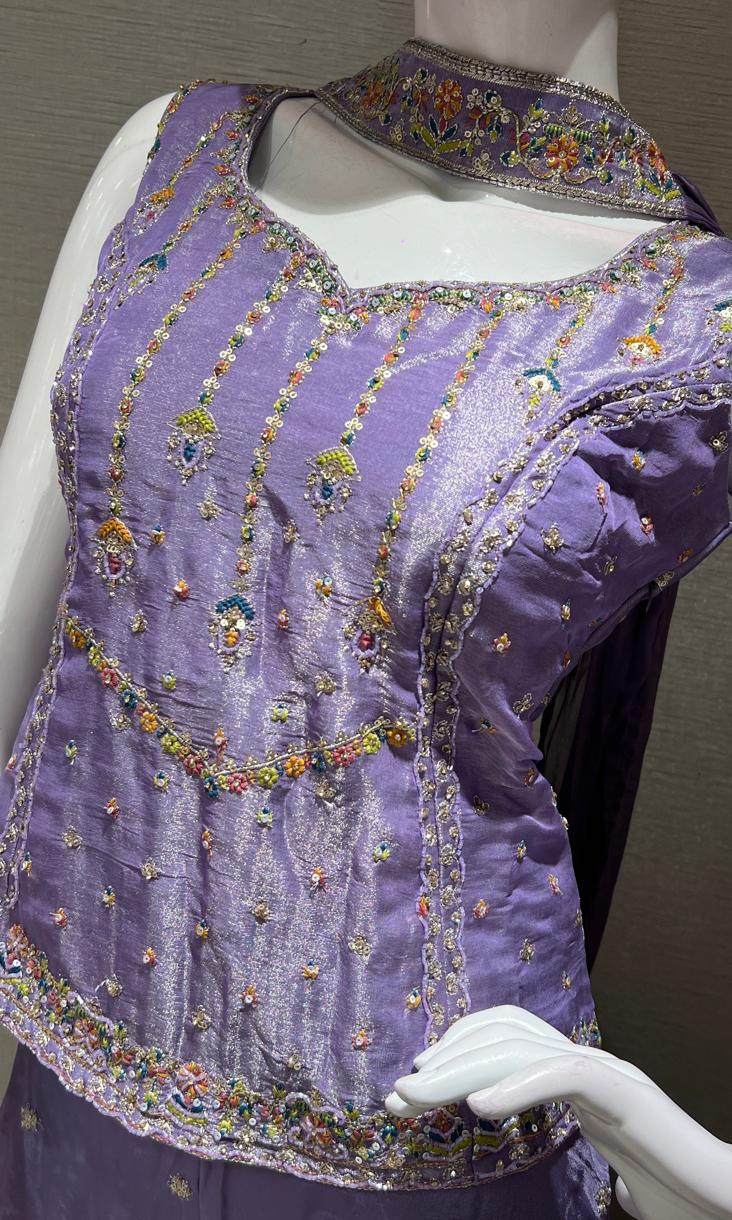 Purple EMBROIDERED SHARARA SET