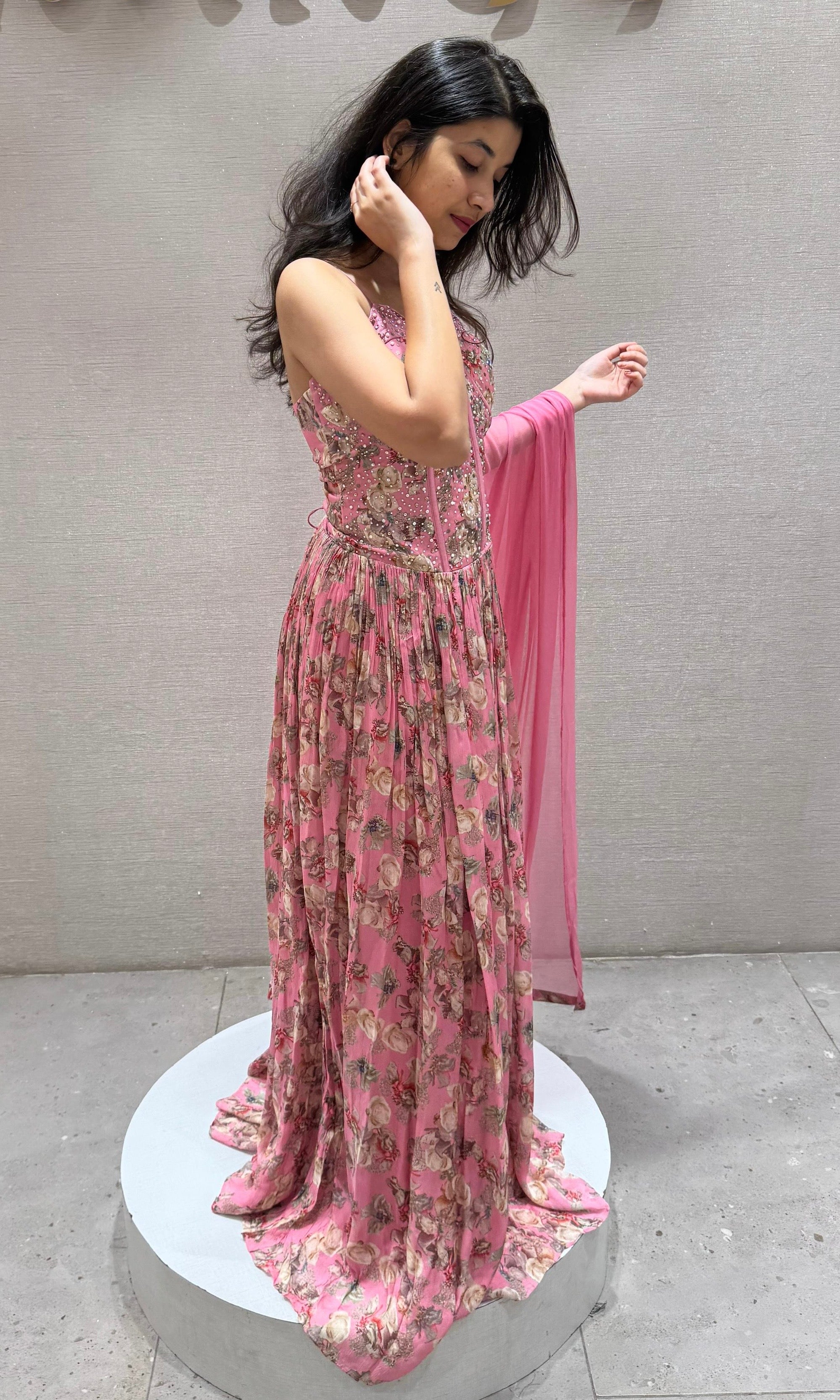 Baby pink long dress