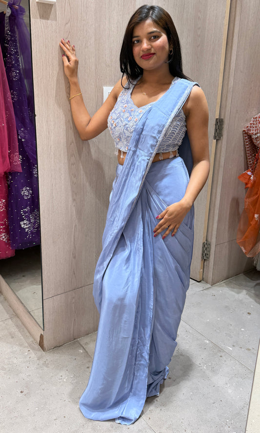 Light purple one minute saree