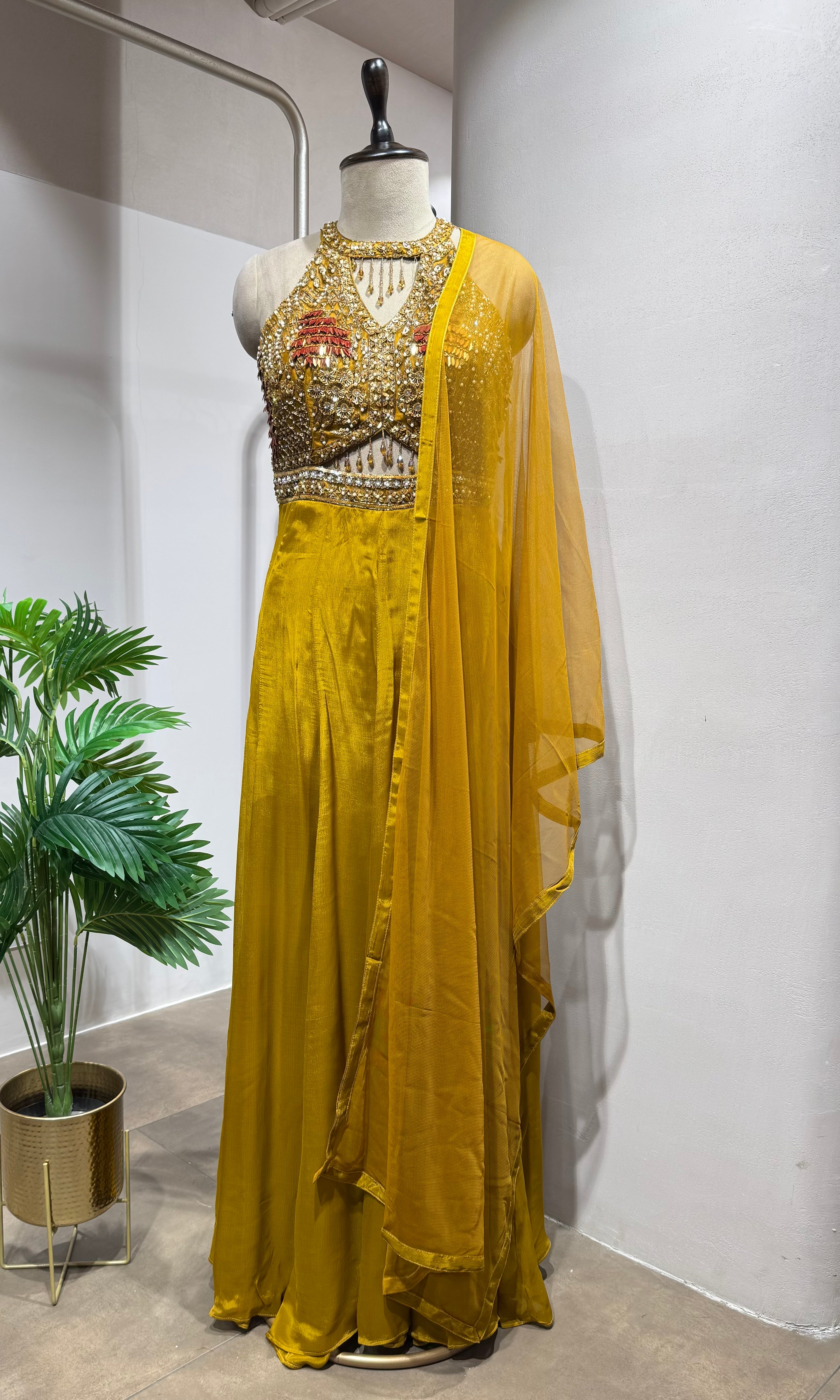 Mustard Color Party Wear Designer Indo-Western Mustard Color Party Wear Designer Indo-Western