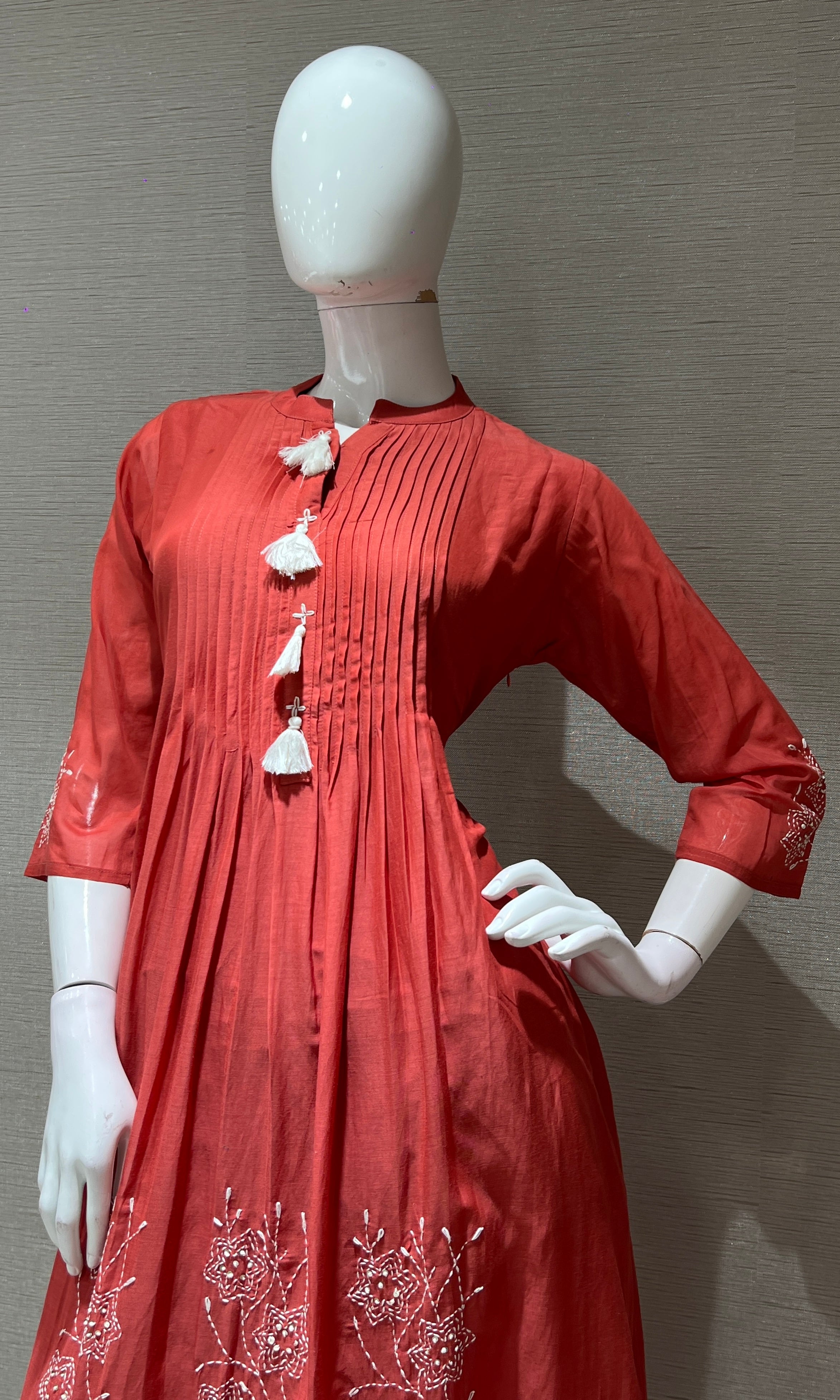 Rust FLORAL MUL CHANDERI kurta set