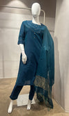 blue Silk Kurta Set with Dupatta
