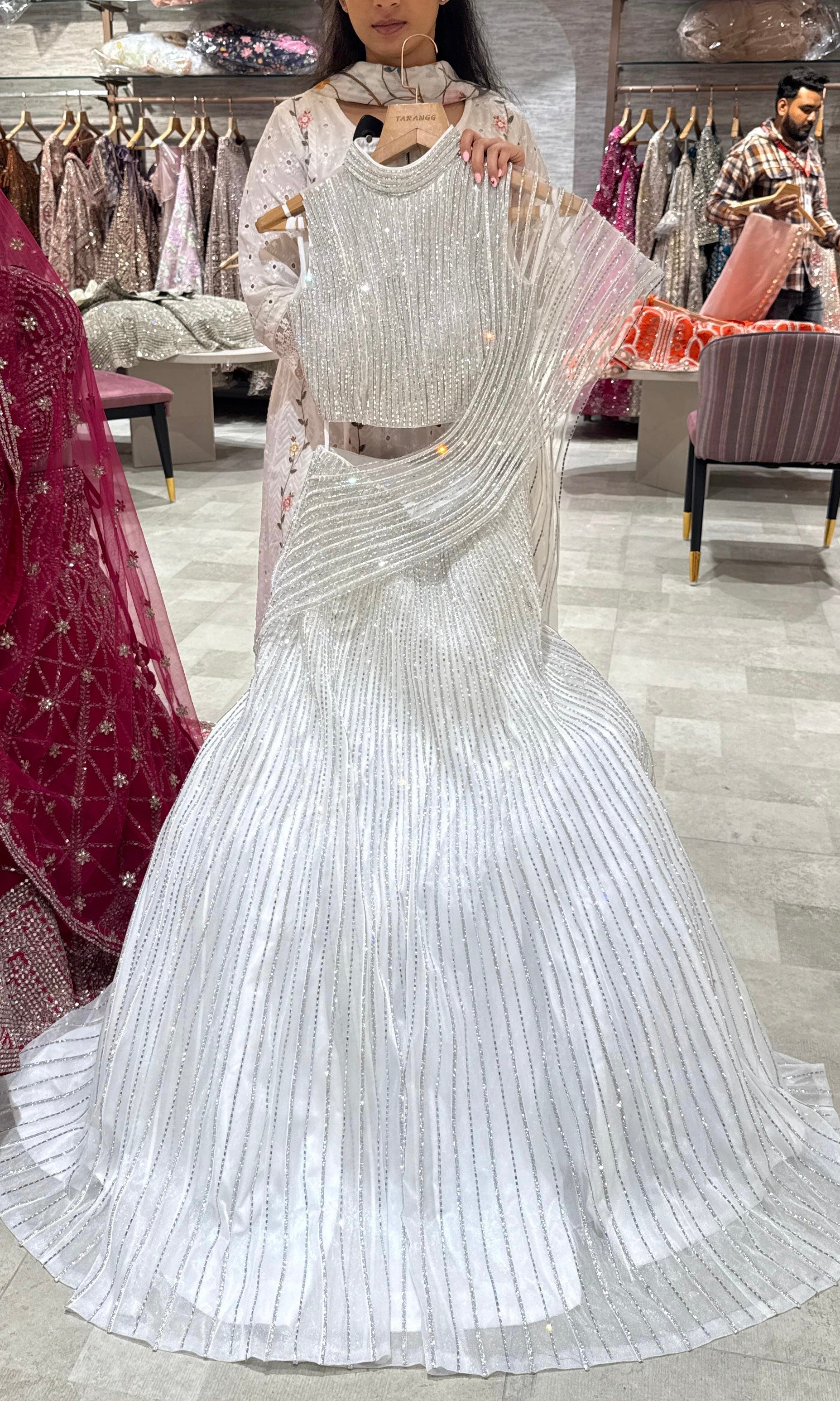 White Lehenga