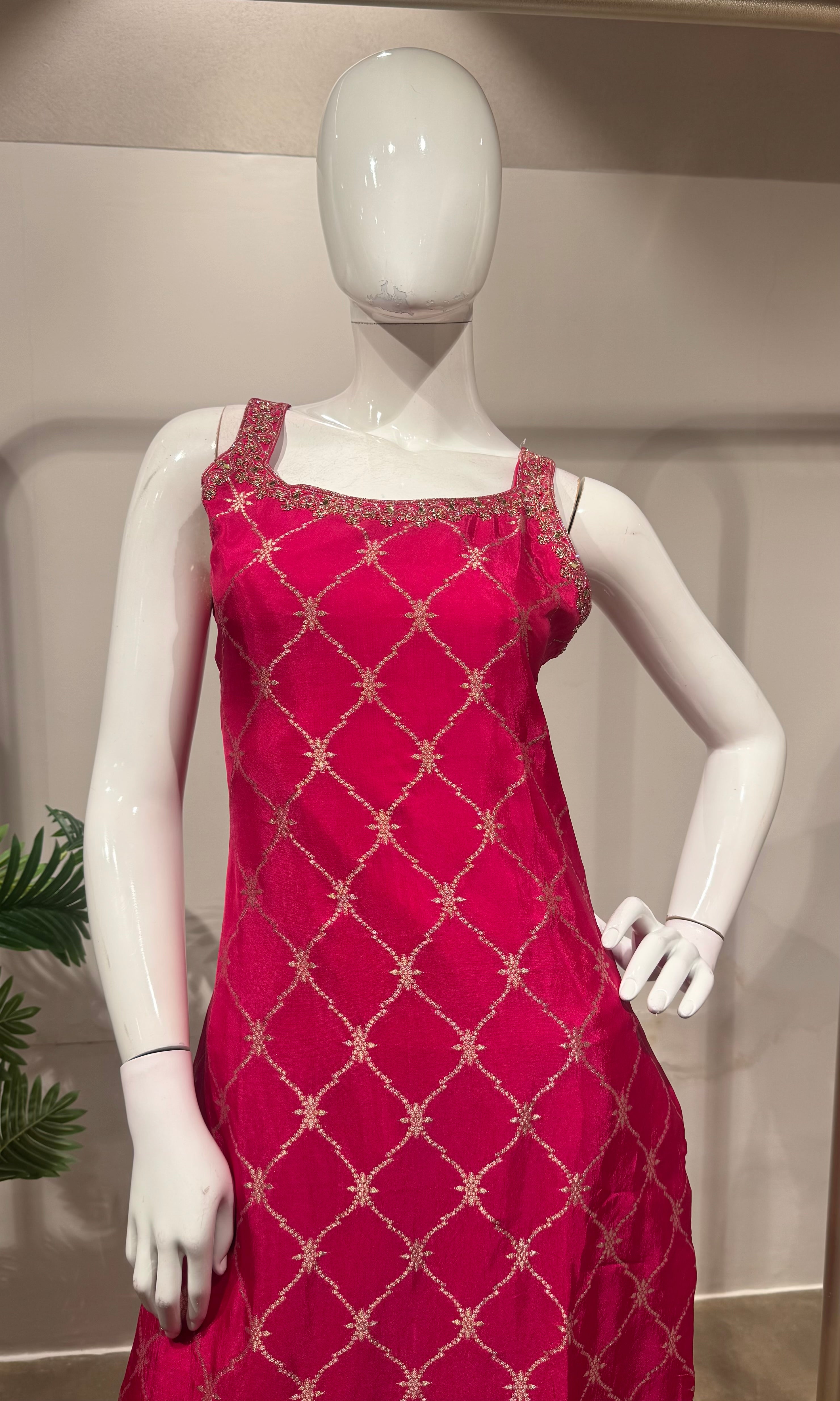 Pink Silk Straight kurta set