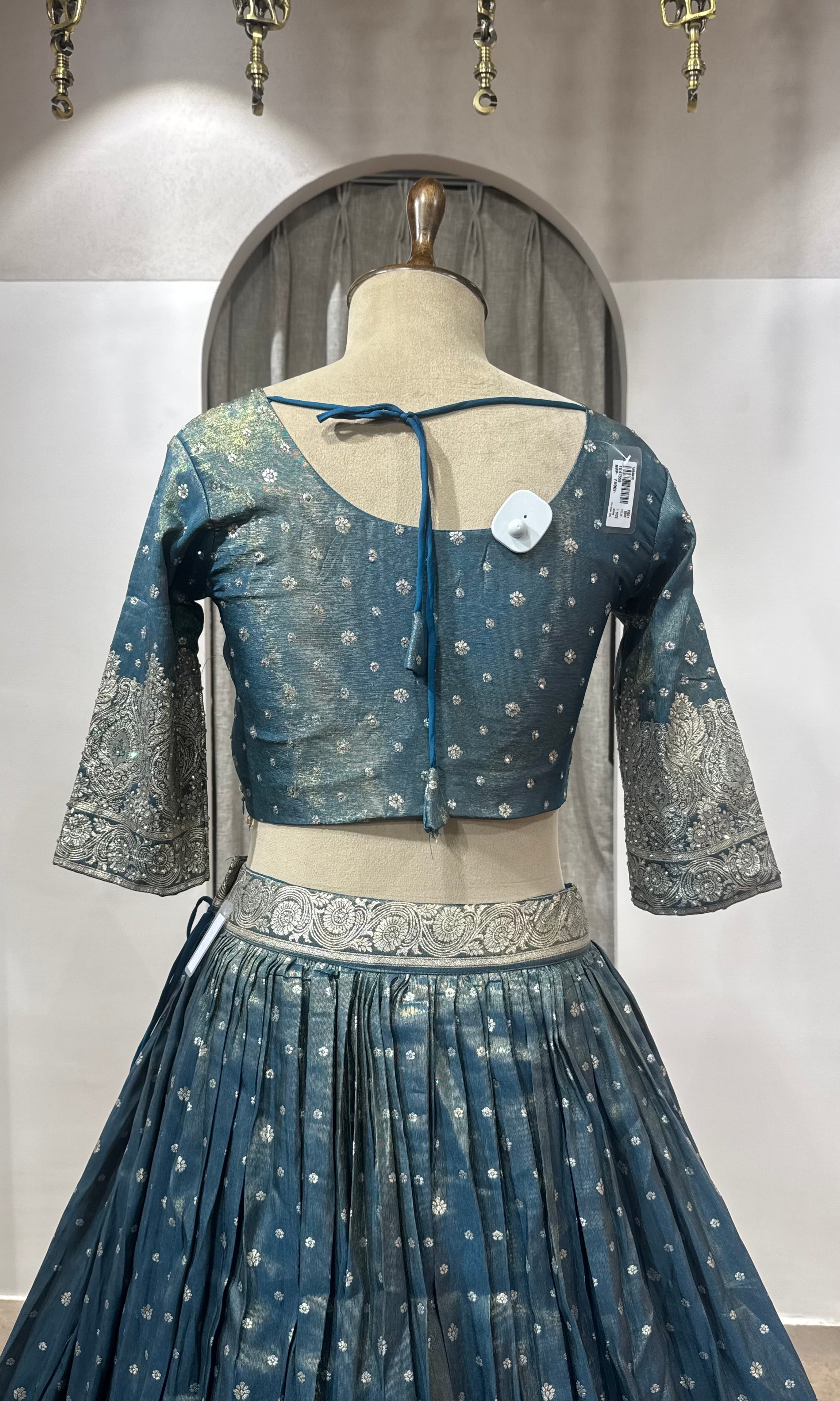Peacock Blue Banarasi Silk Lehenga Choli
