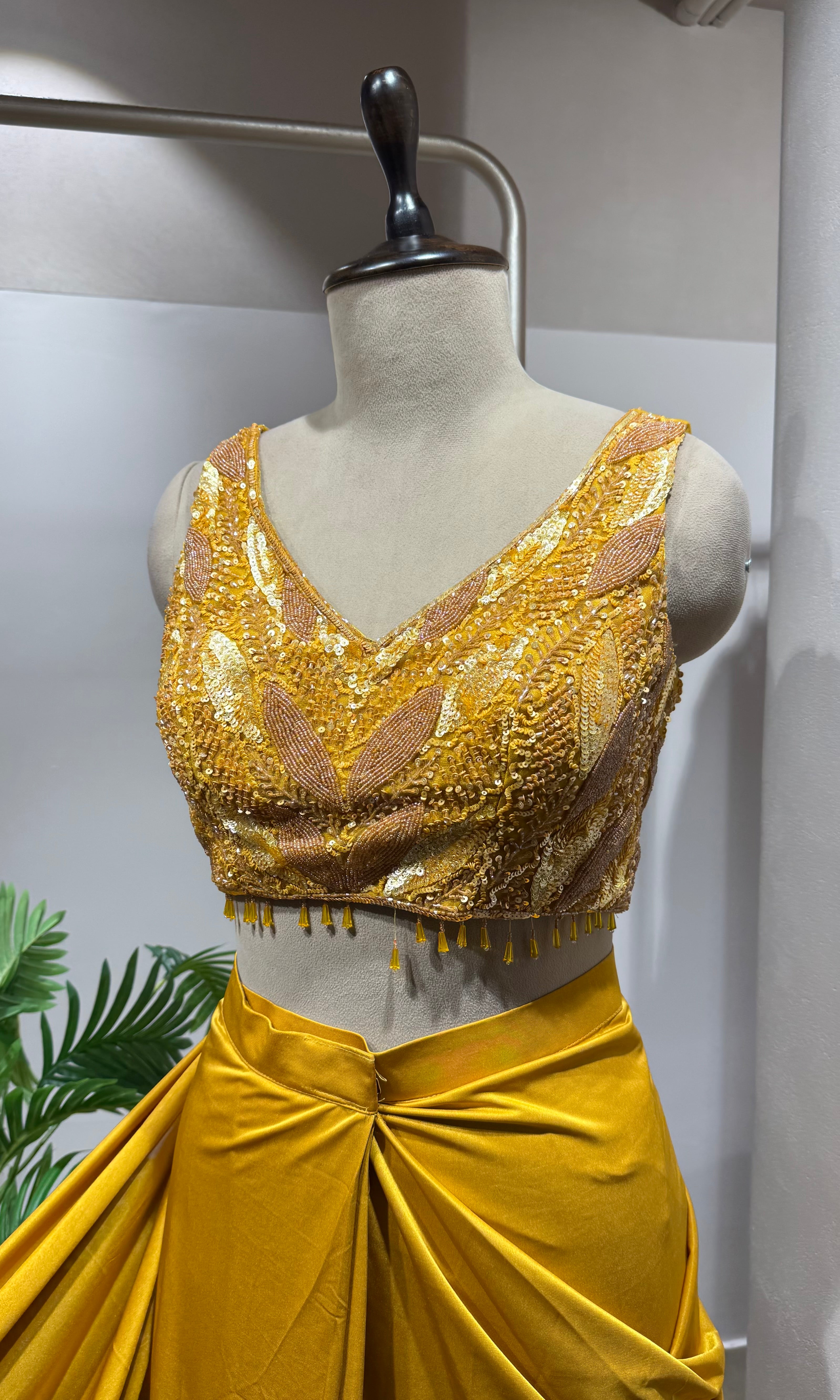 Mustard Magic Pre-Draped Festive Saree