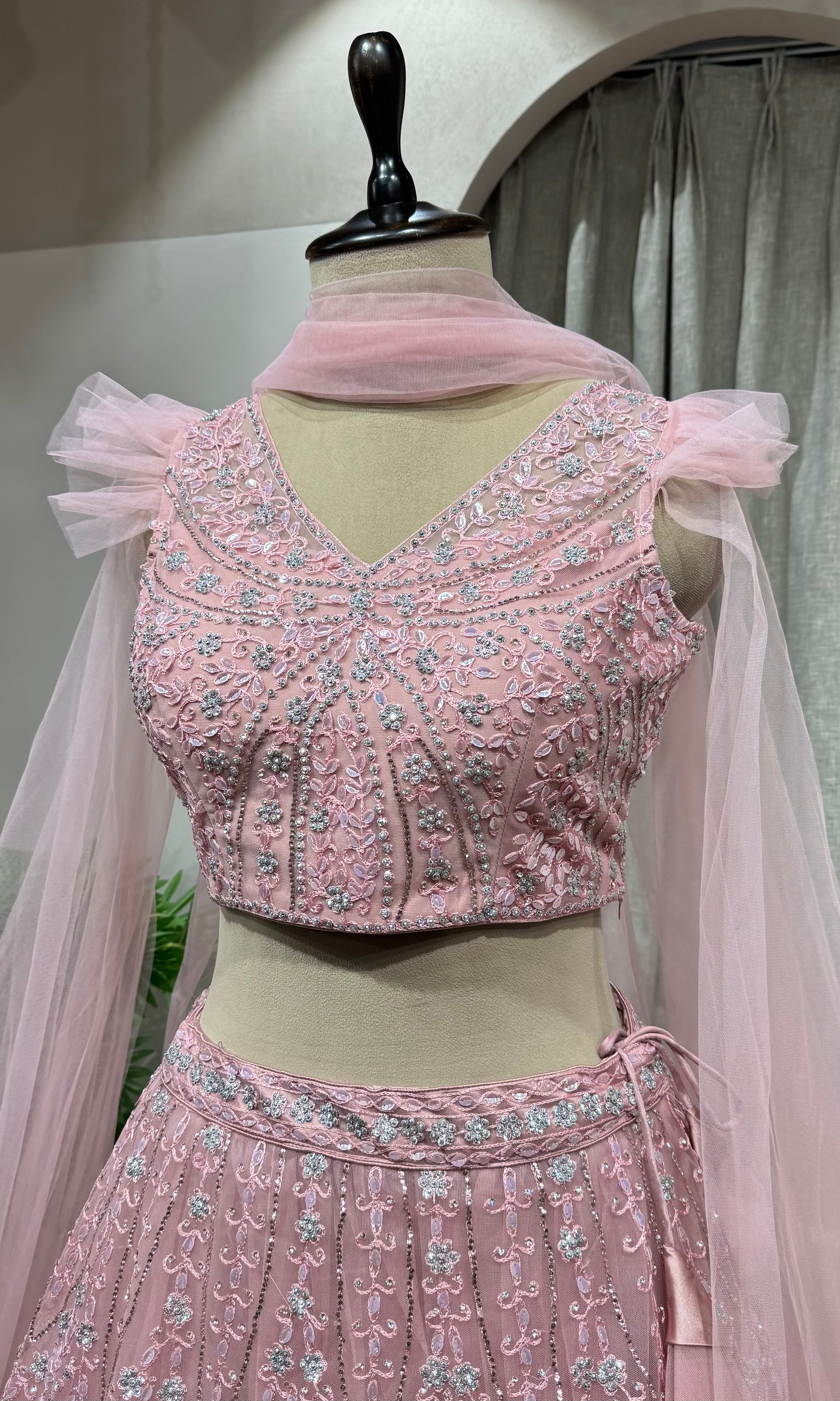 dusty rose pink lehenga crop top lehenga