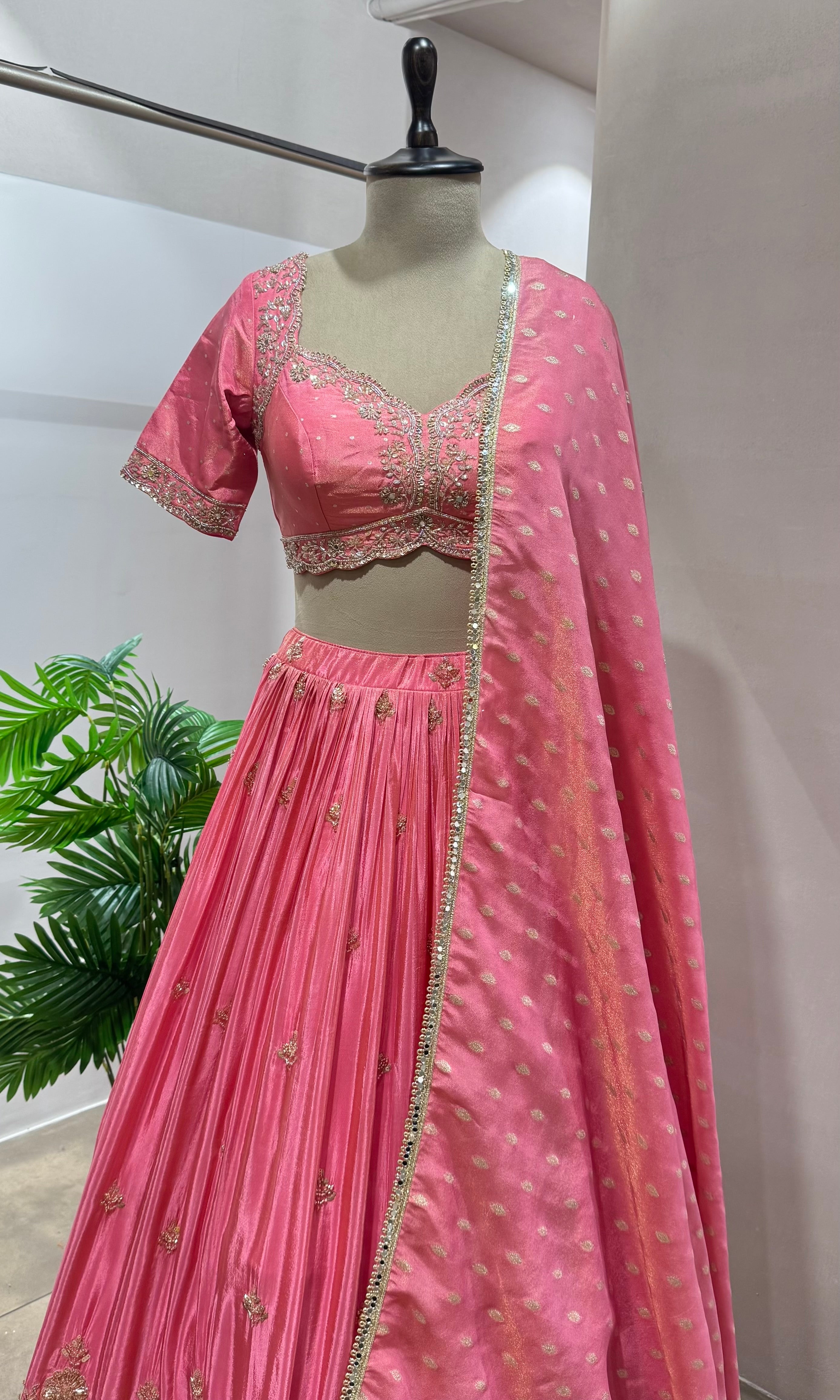 Baby pink GOLDEN EMBROIDERY Lehenga